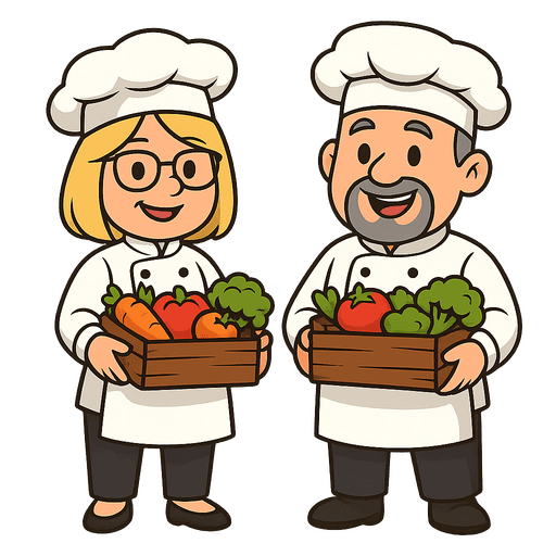 happy chefs with veggies