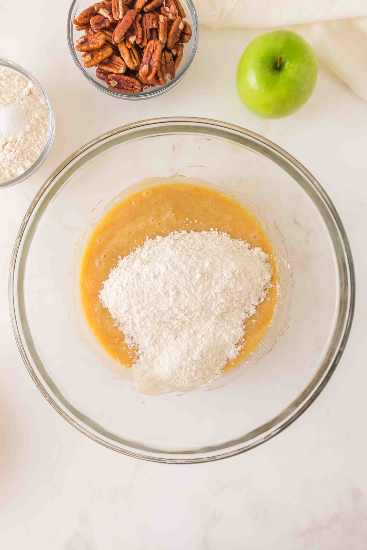 Dry ingredients added.