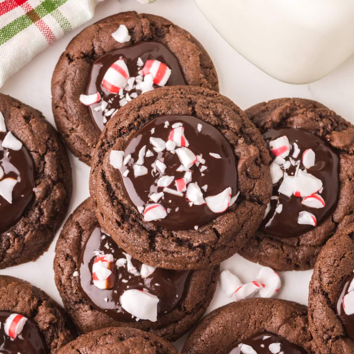 Chocolate Peppermint Cookies from overhead.