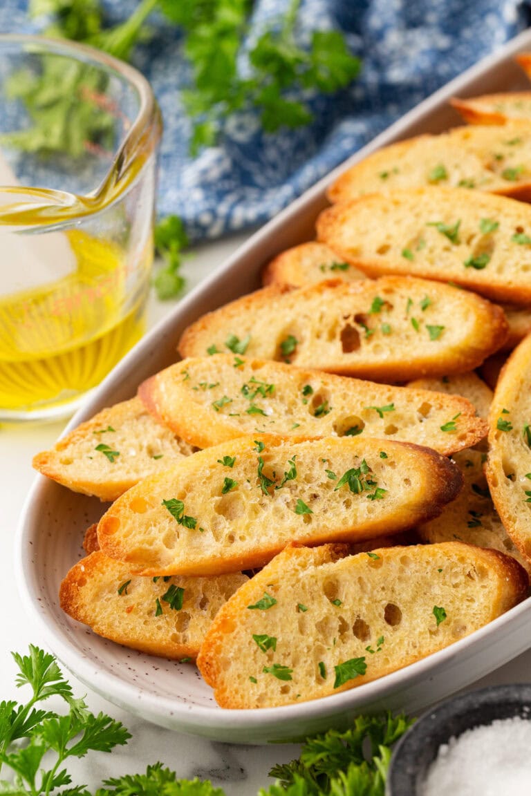 Crostini on a platter.