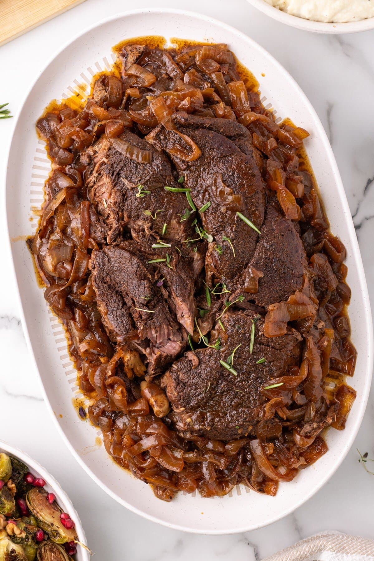 Pot roast on a platter.