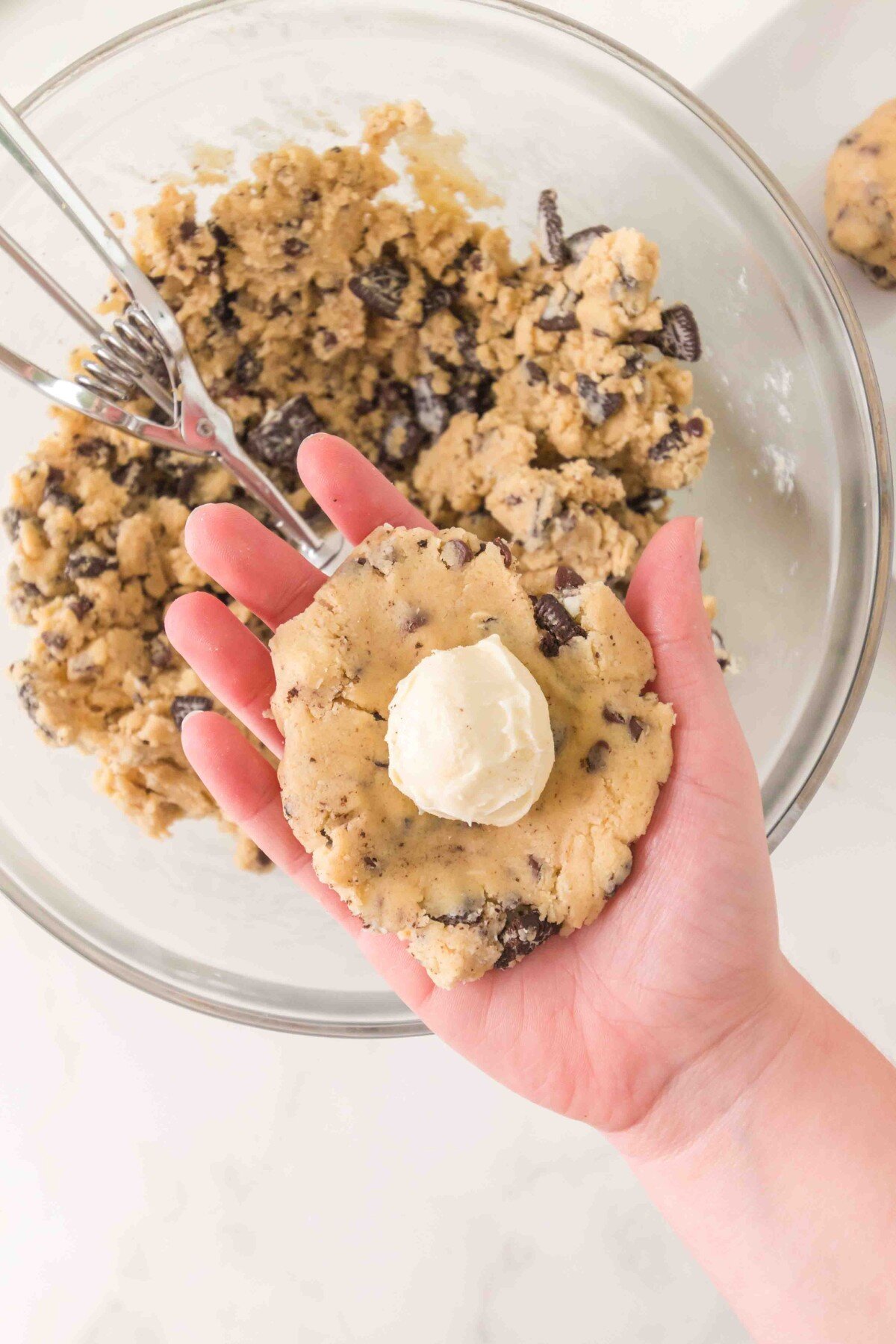 Cheesecake filling added. 