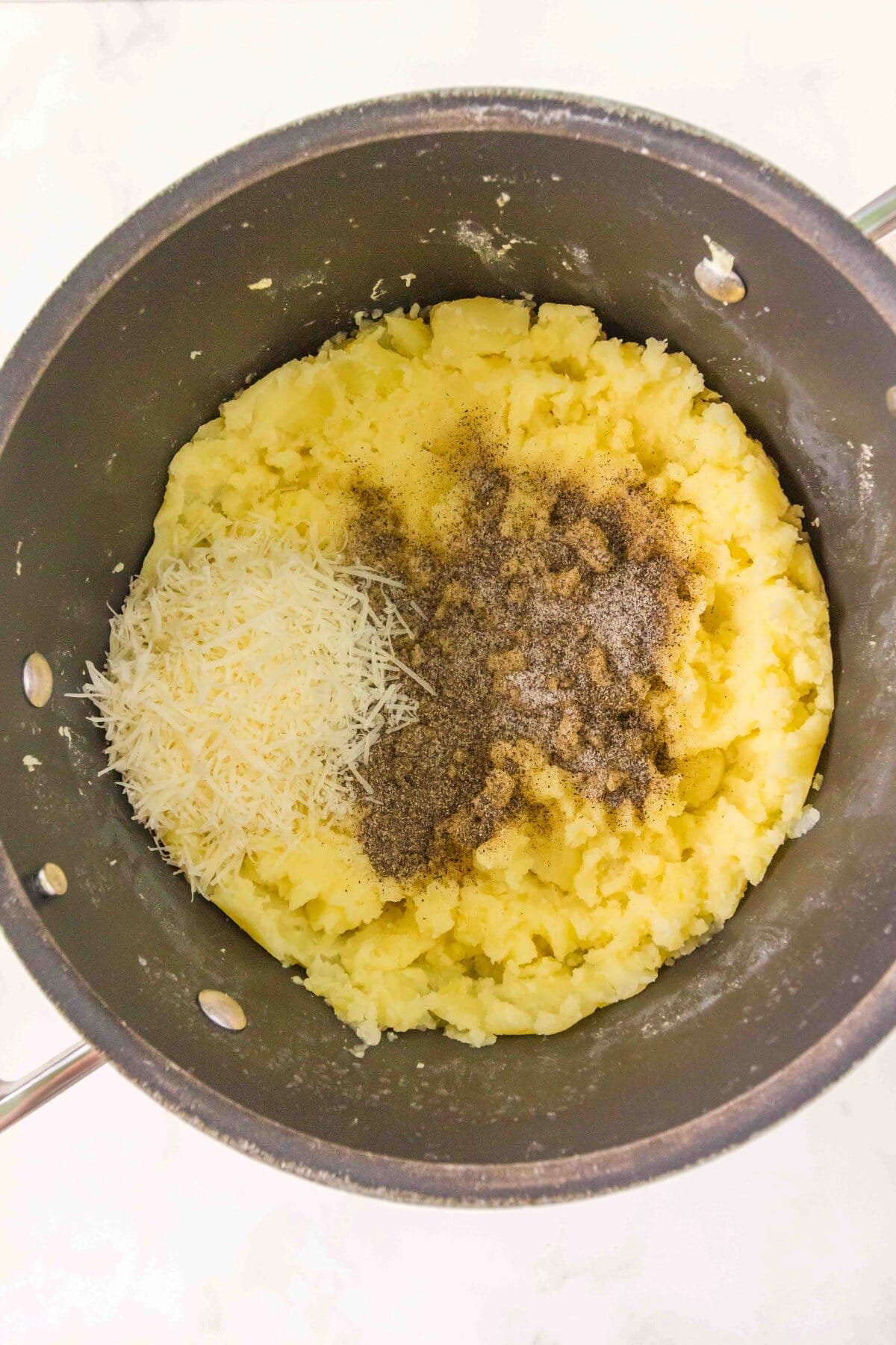 Salt, pepper and cheese added.