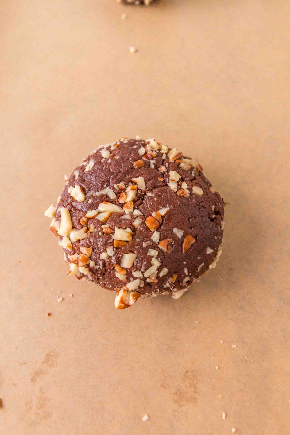 Close-up of a cookie ball.