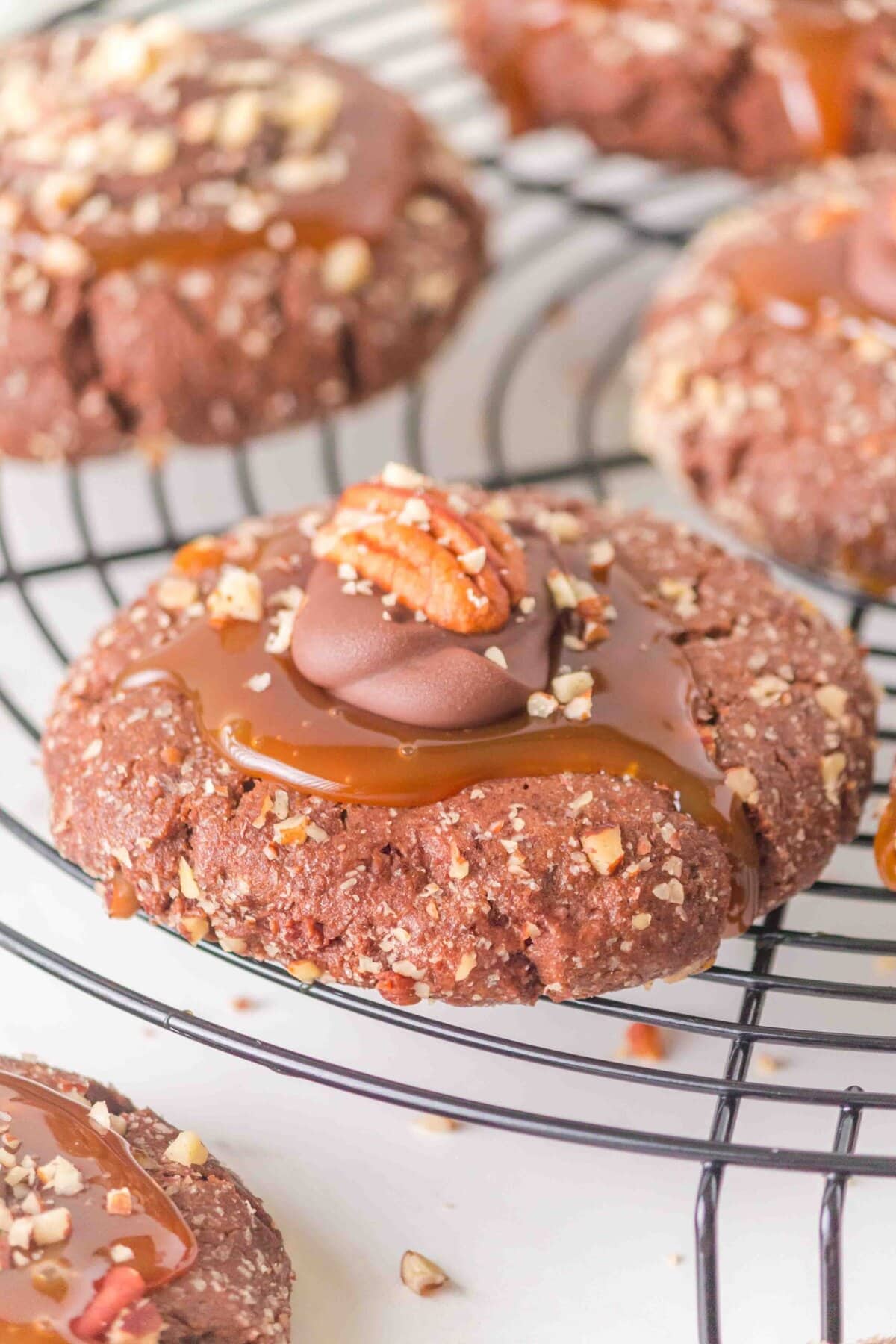 Finished cookie on a cooling rack.
