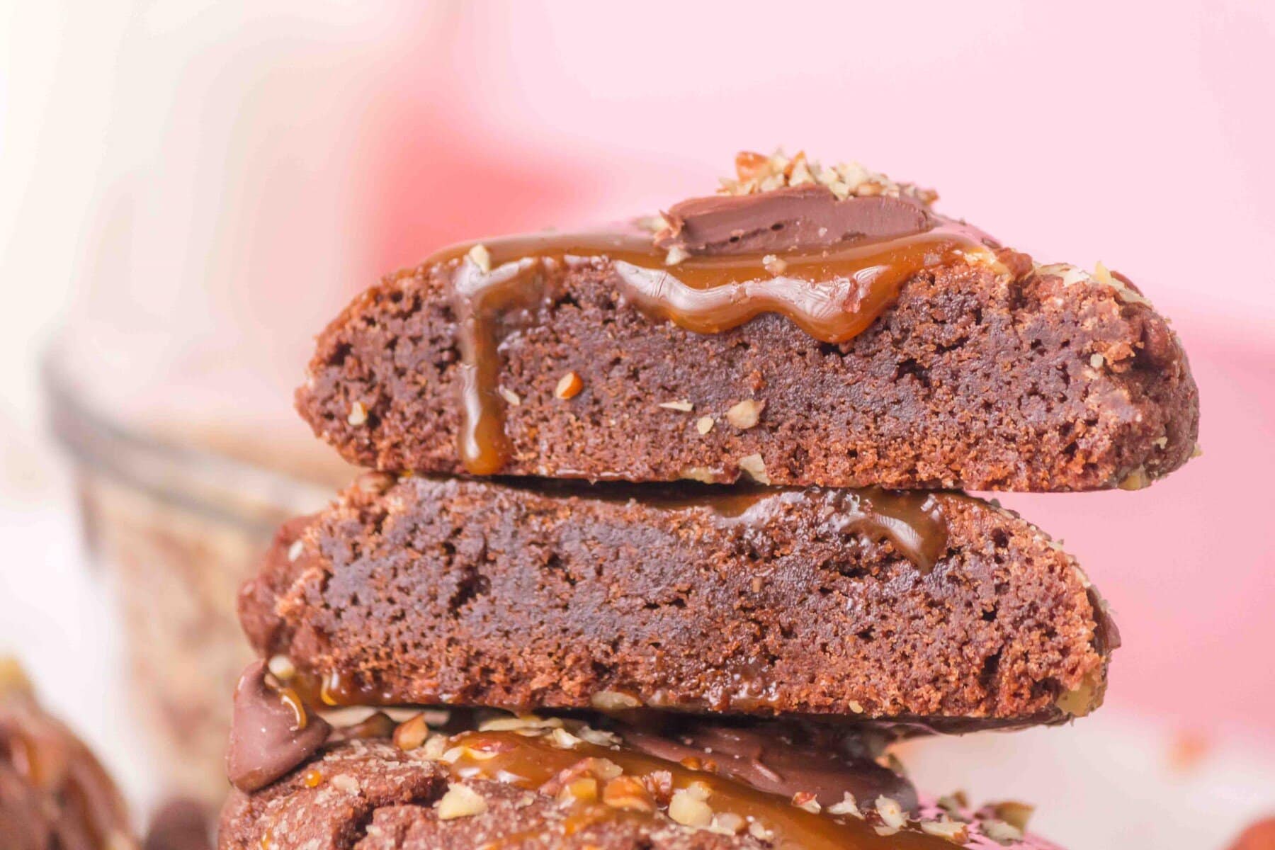 Cookie cut in half and stacked.