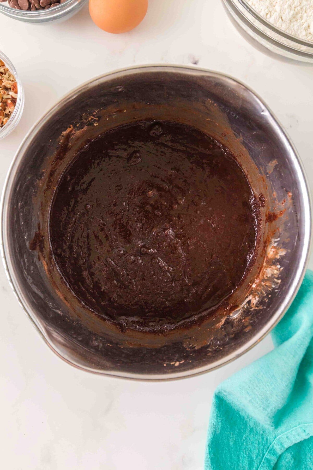 Initial batter in a saucepan.