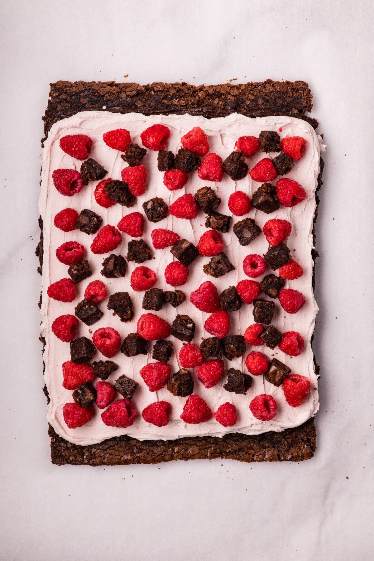 Brownie bites on the cream filling.