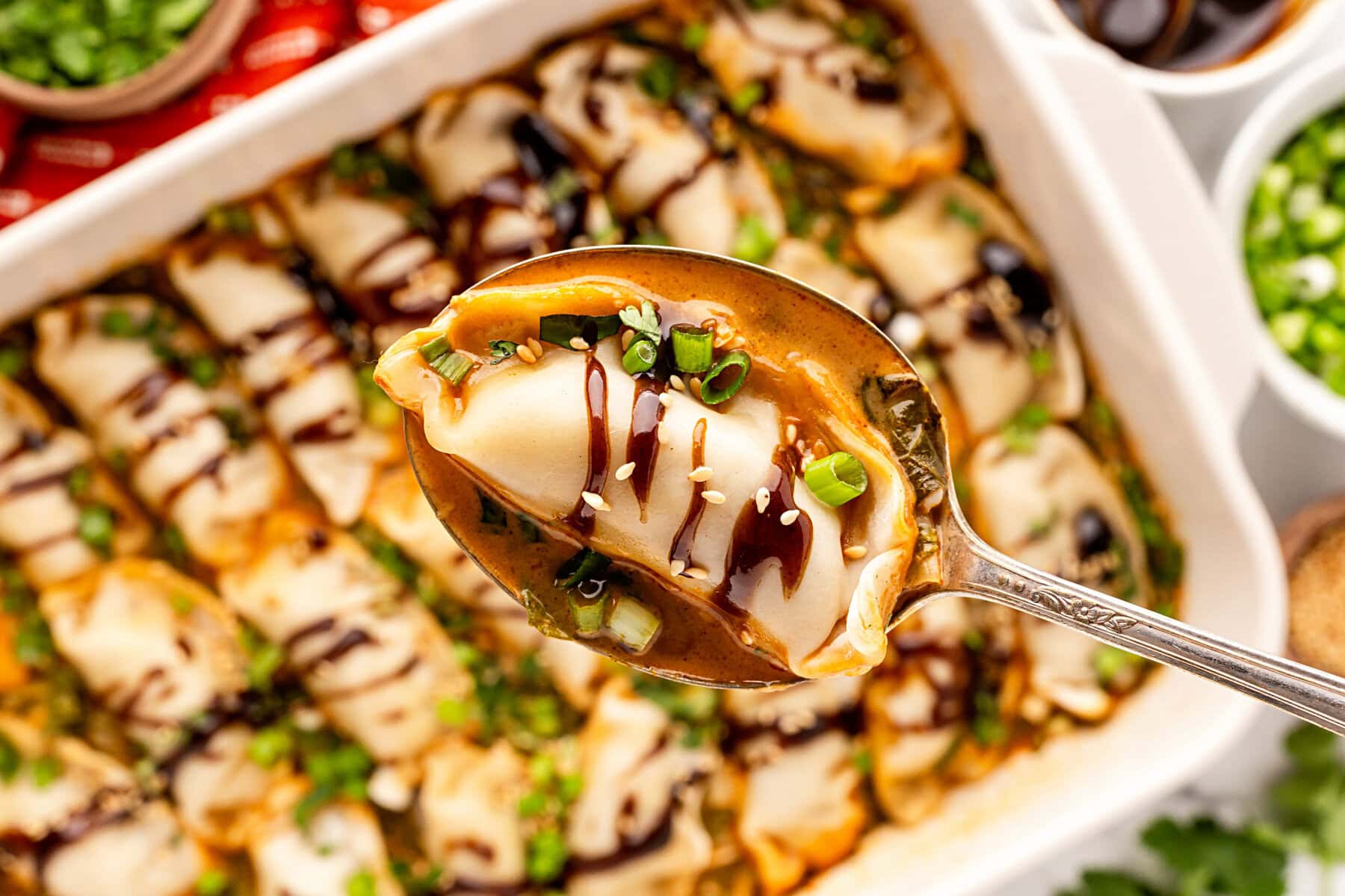 Dumpling on a spoon.