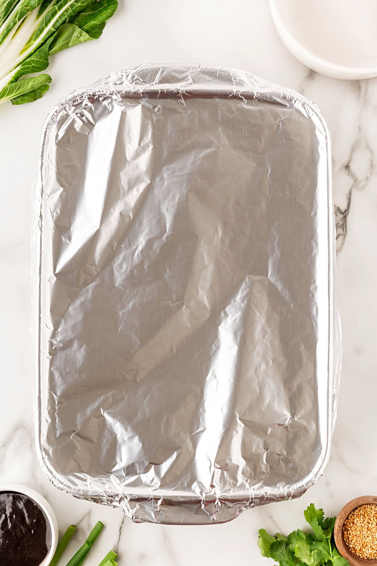 Baking dish covered with foil.