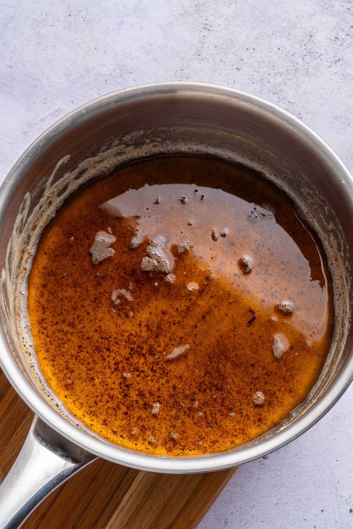 Butter browned and cooling.