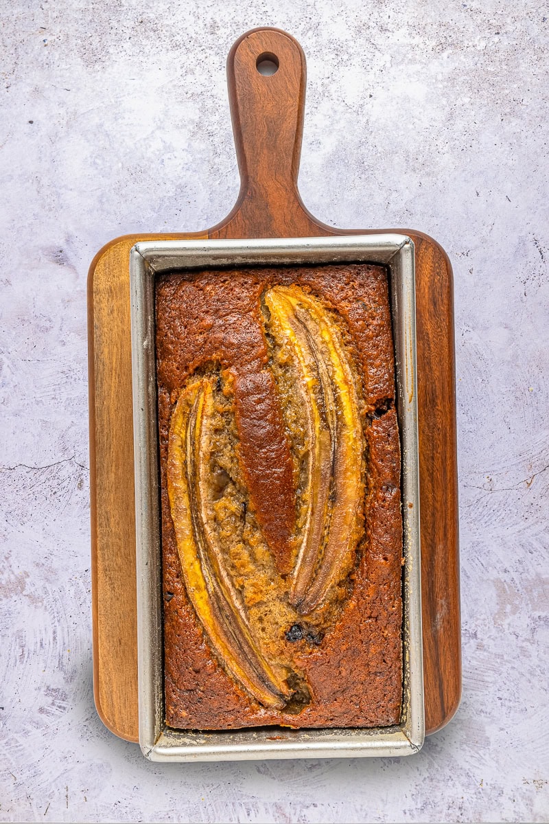 Baked, still in pan.