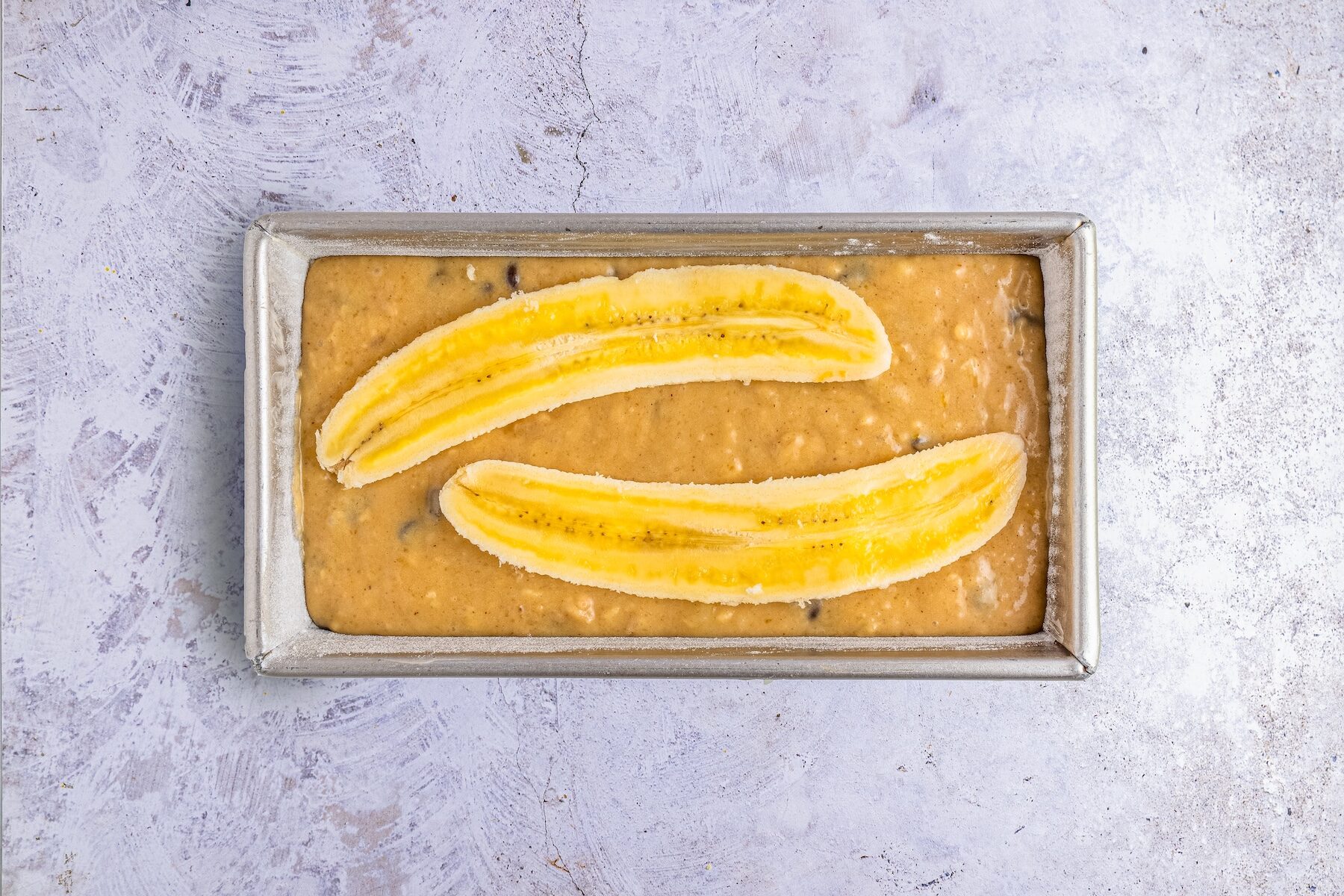Batter in the pan ready to bake.