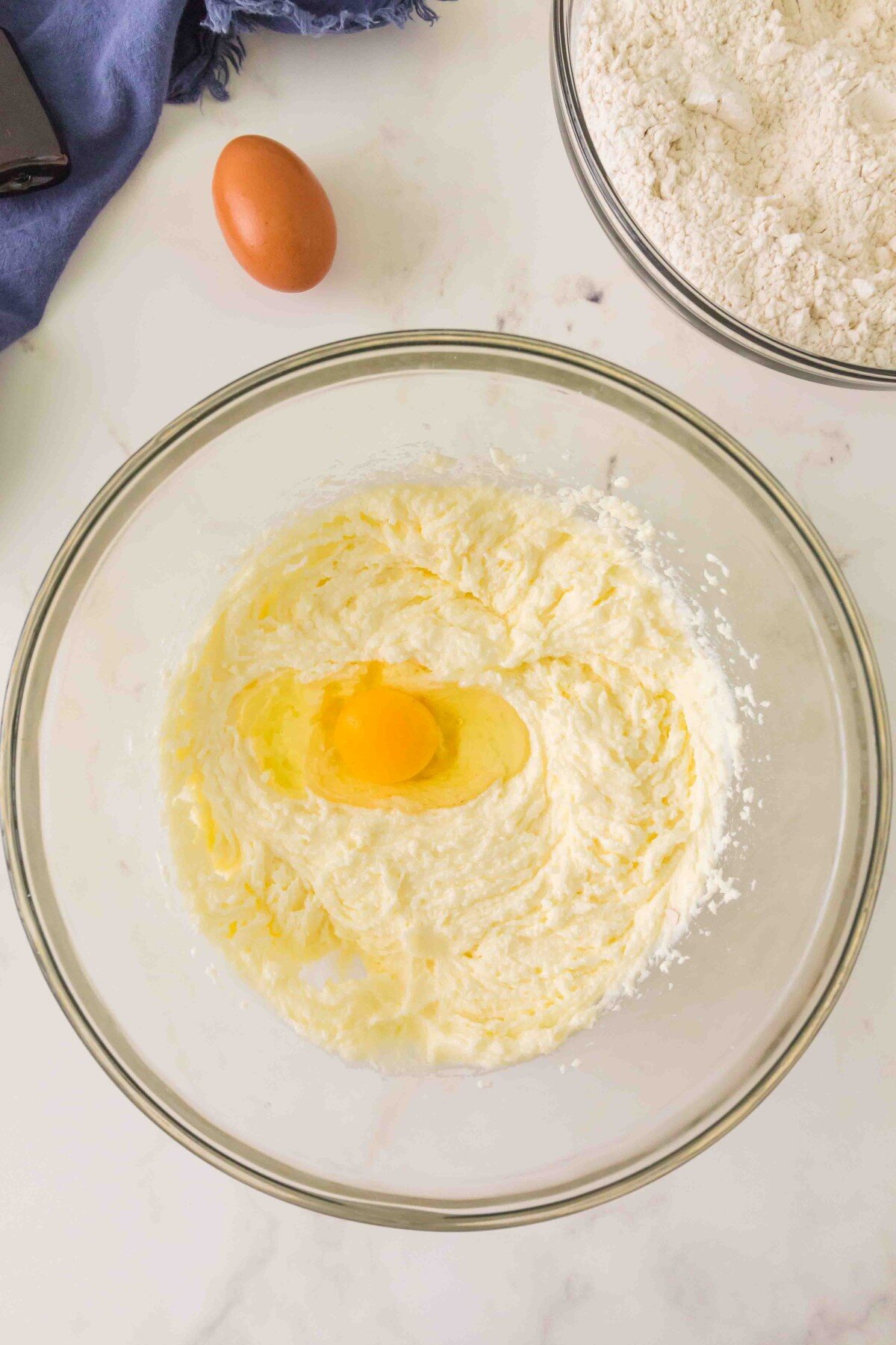 Eggs added the butter mixture.