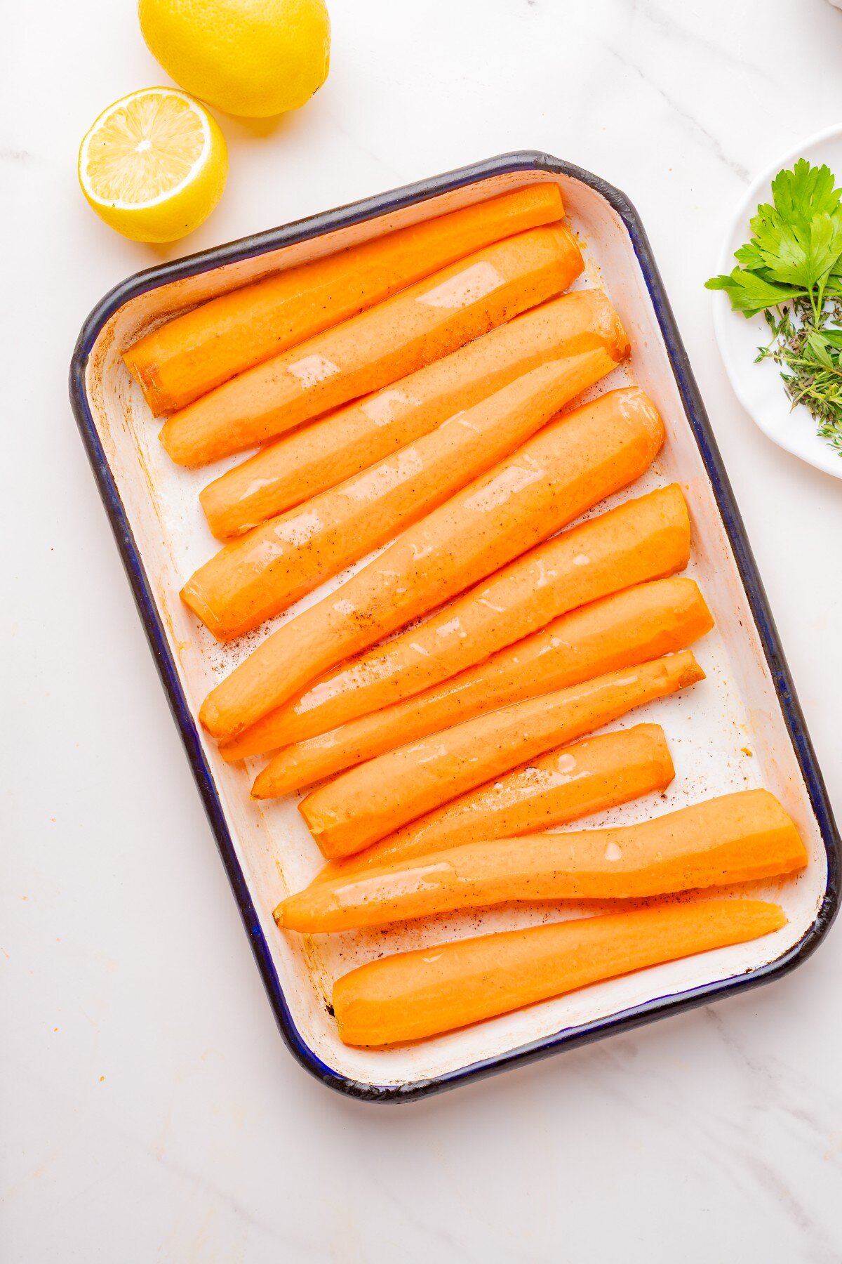 Carrots ready for roasting.