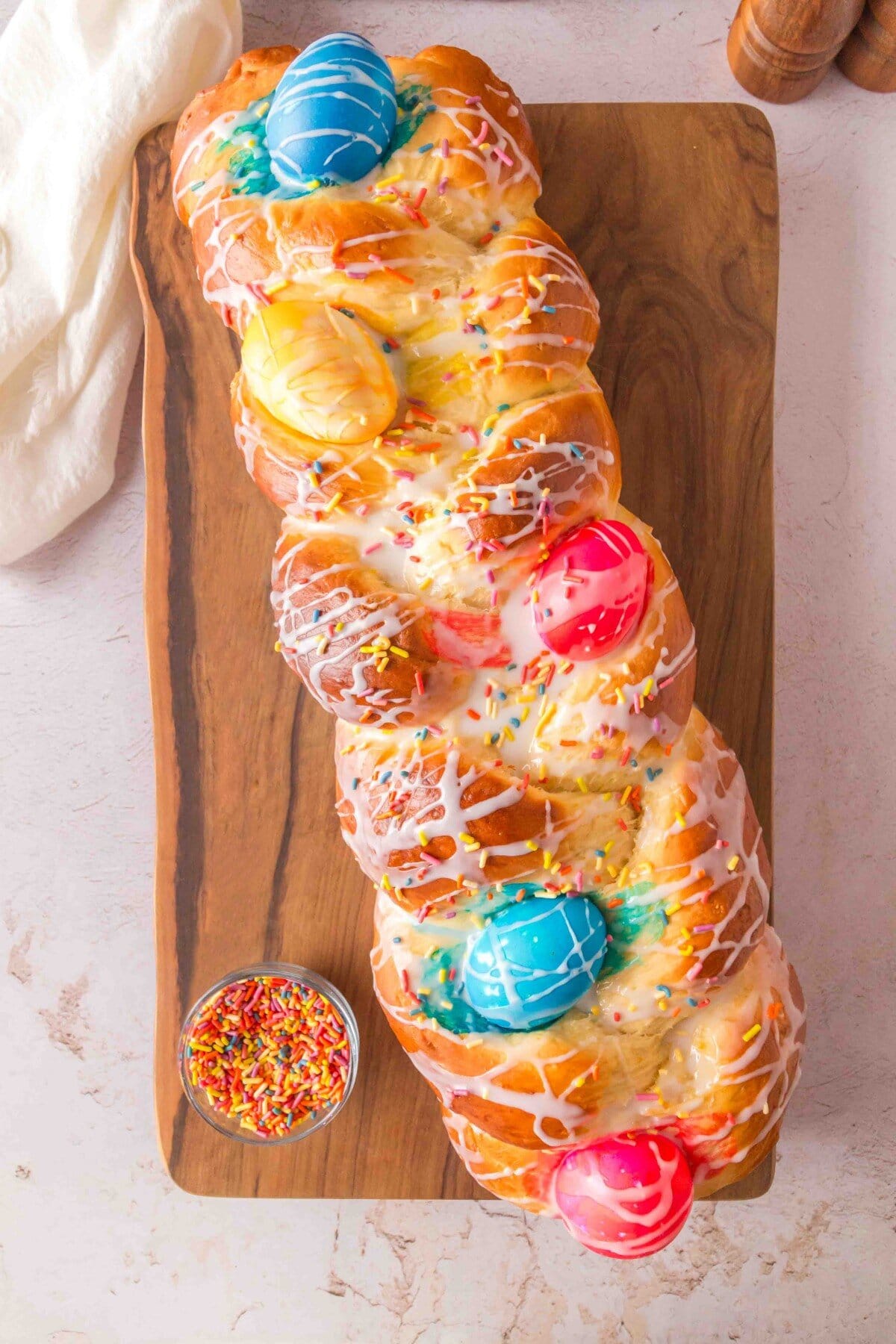 Overhead of Italian Easter Bread. 