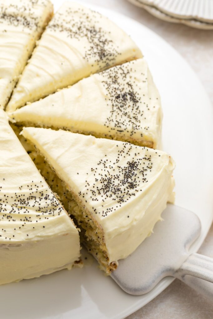 Sliced Lemon Poppy Seed Cake.