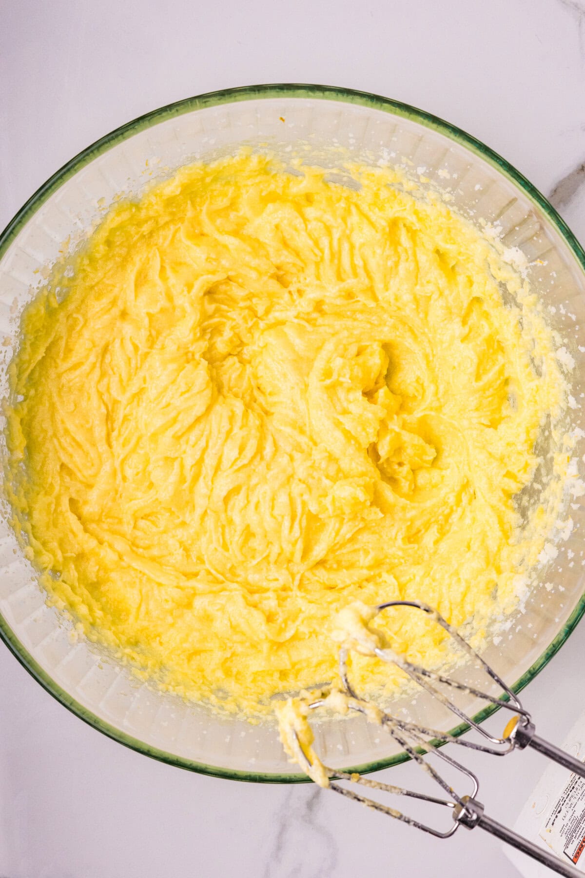 Sugar, lemon and zest added to the batter.