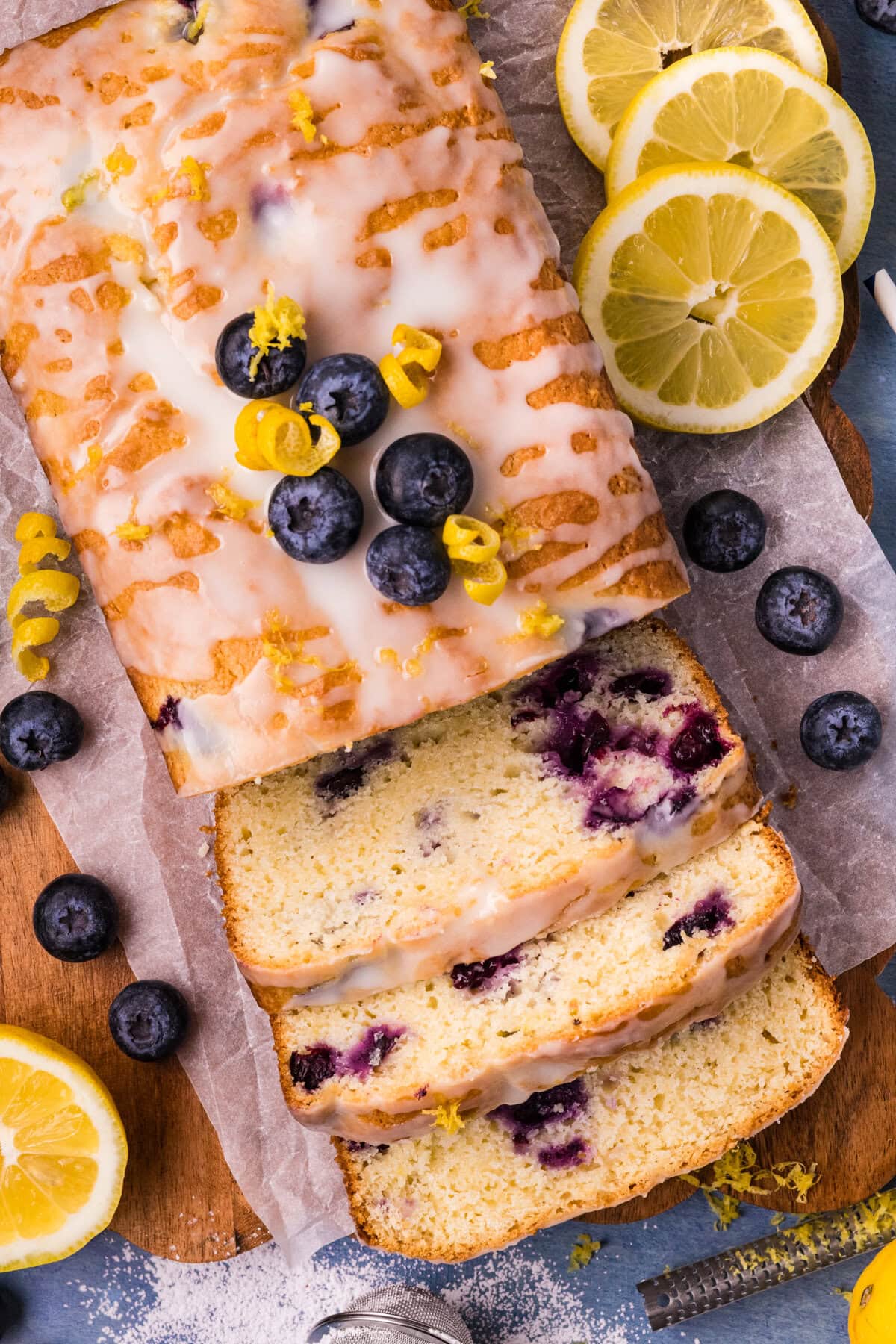 Slicing Blueberry Lemon Loaf.