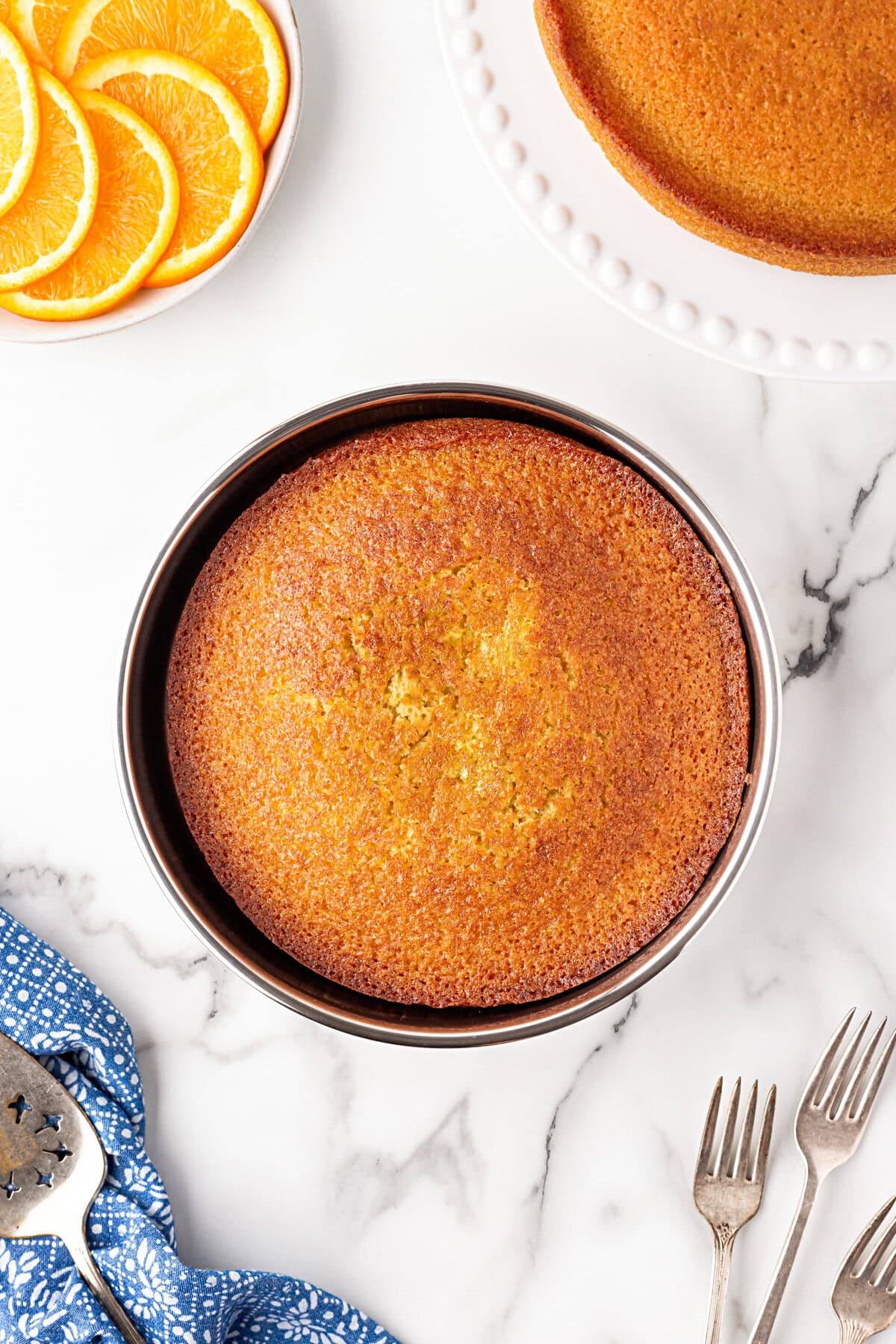 Baked cakes cooling in the pans.