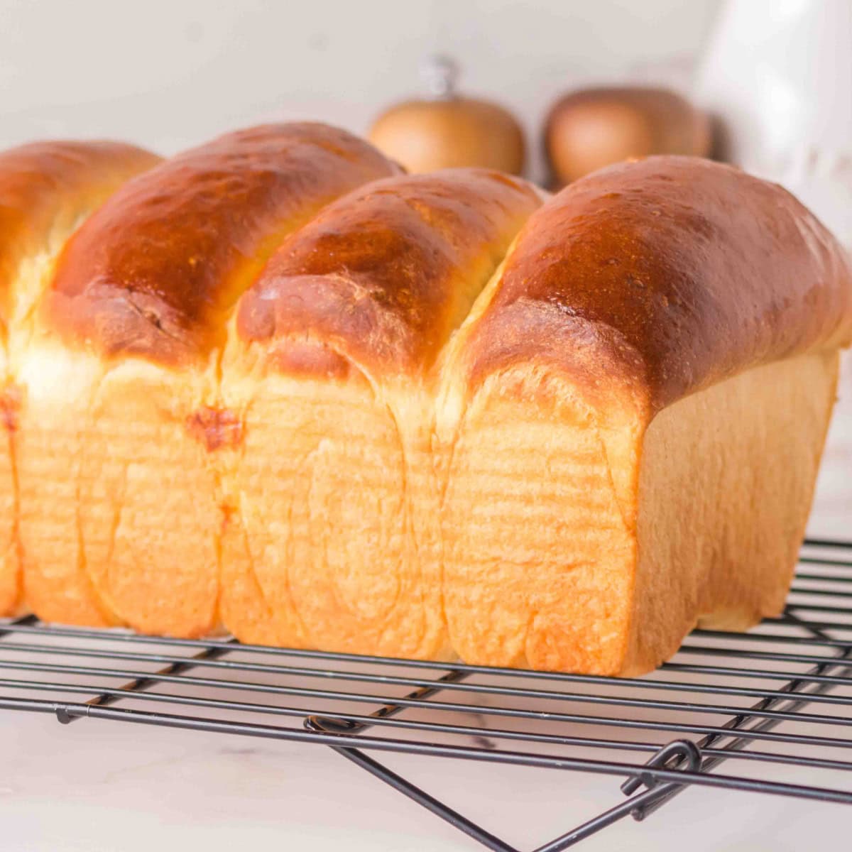 Japanese Milk Bread on a cooling rack. 