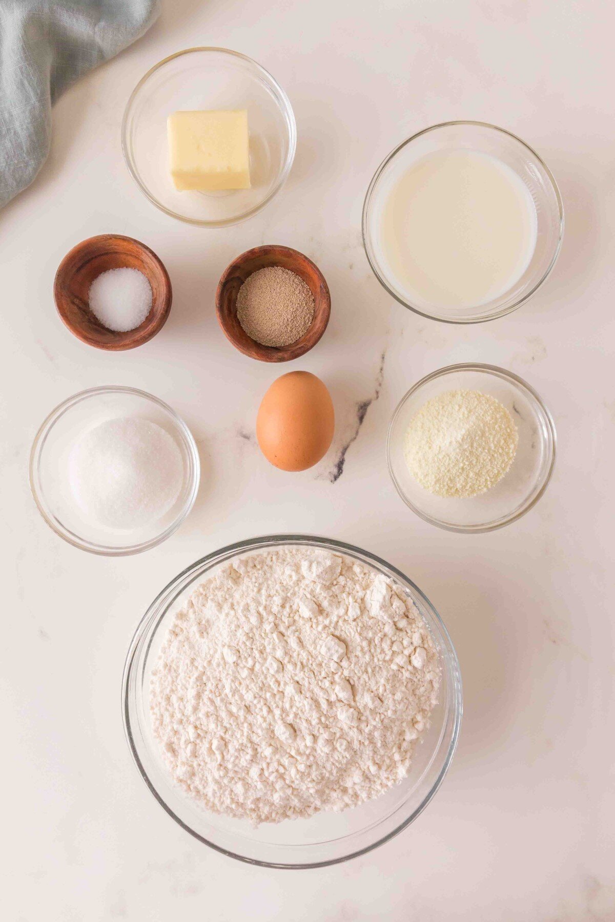 Japanese Milk Bread Ingredients. 