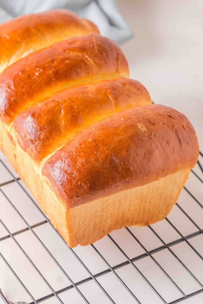 Japanese Milk Bread on a cooling rack.