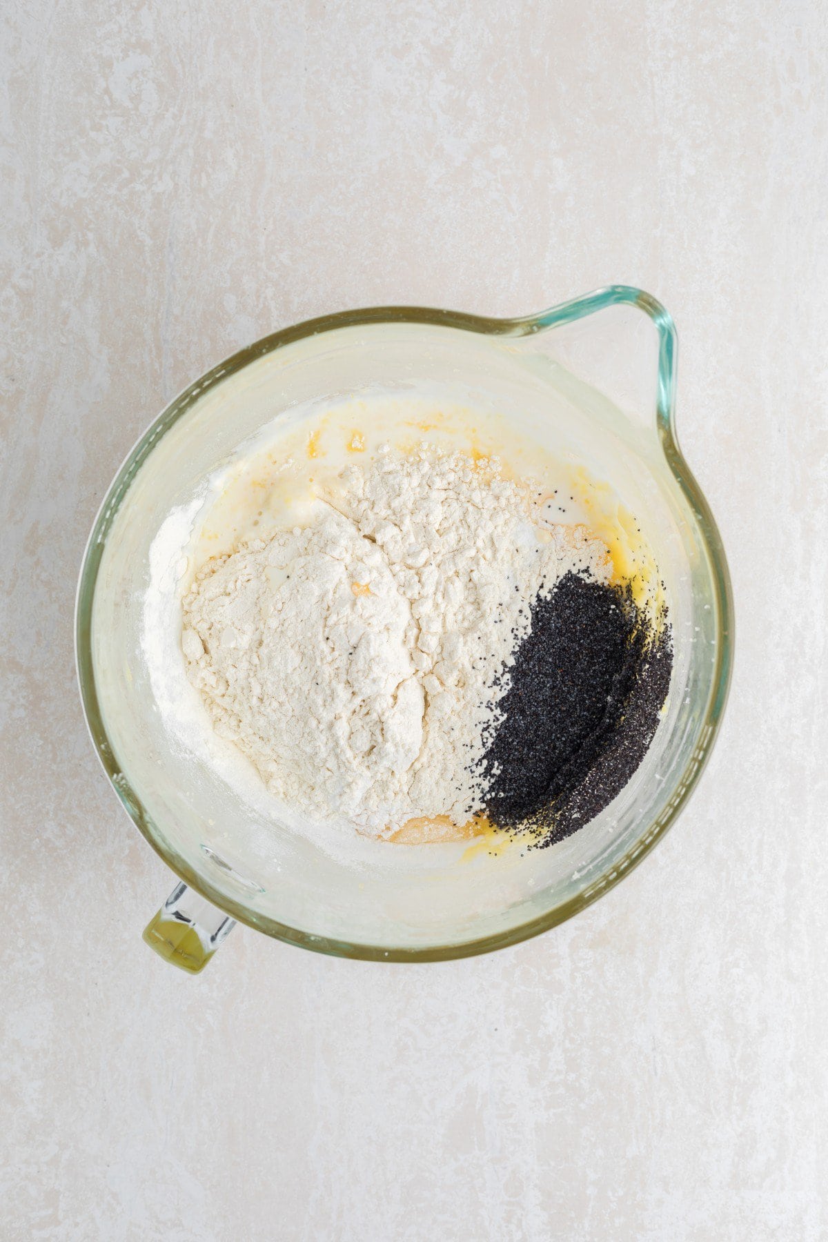 Dry ingredients added.