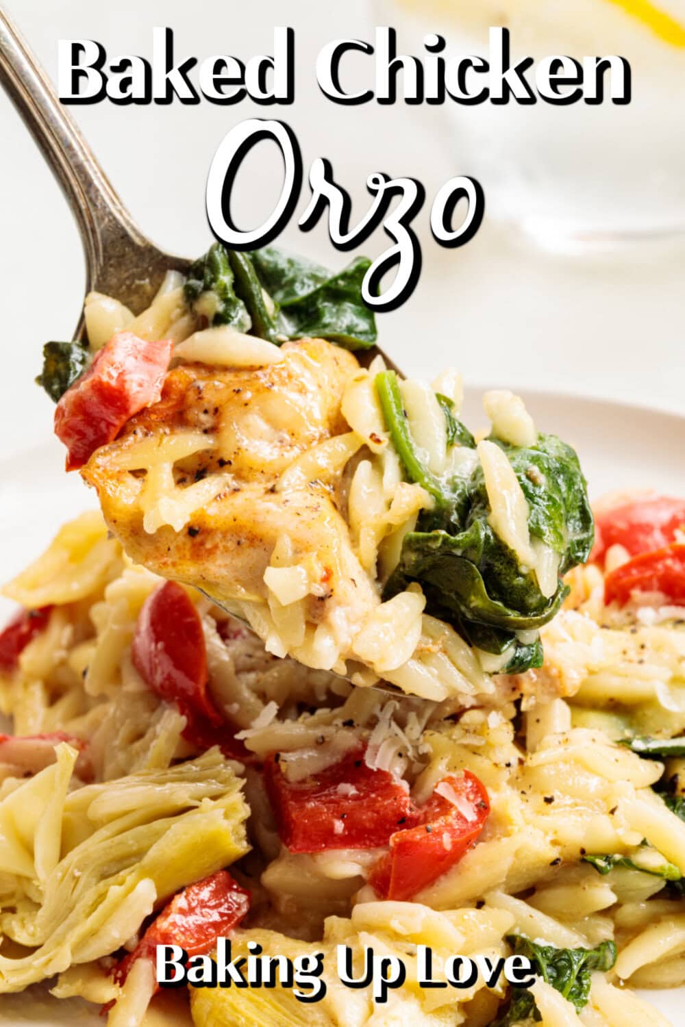 Baked Chicken Orzo pin. 