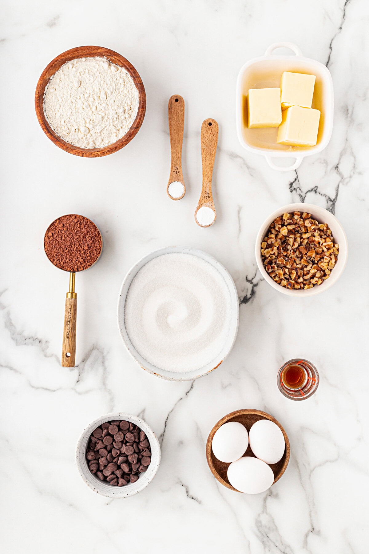 Ingredients for chocolate fudge brownies.