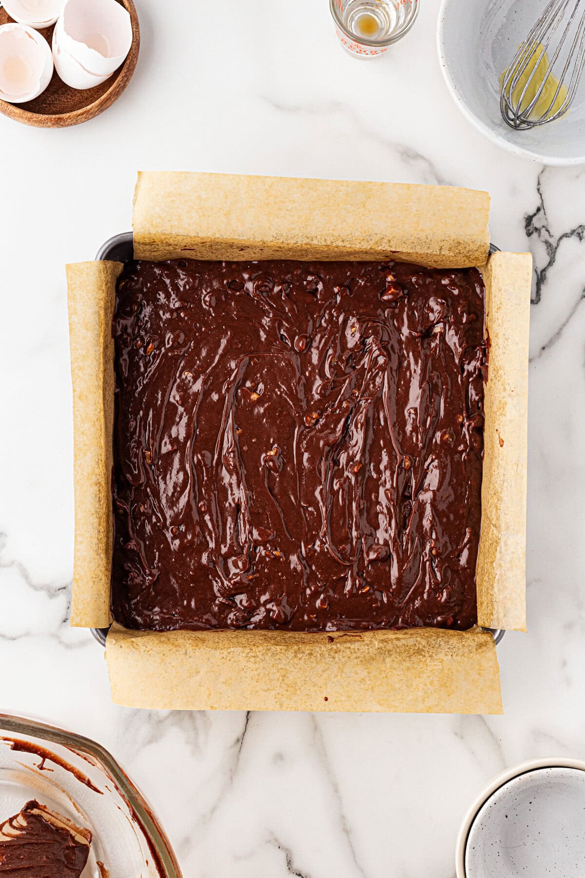 Batter pour int the prepared baking dish.