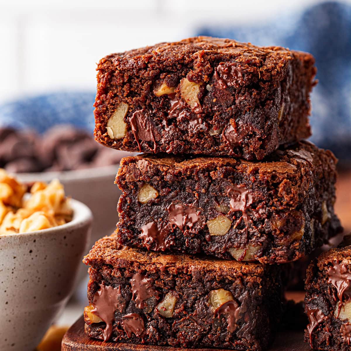 Stacked Best Chocolate Fudge Brownies.