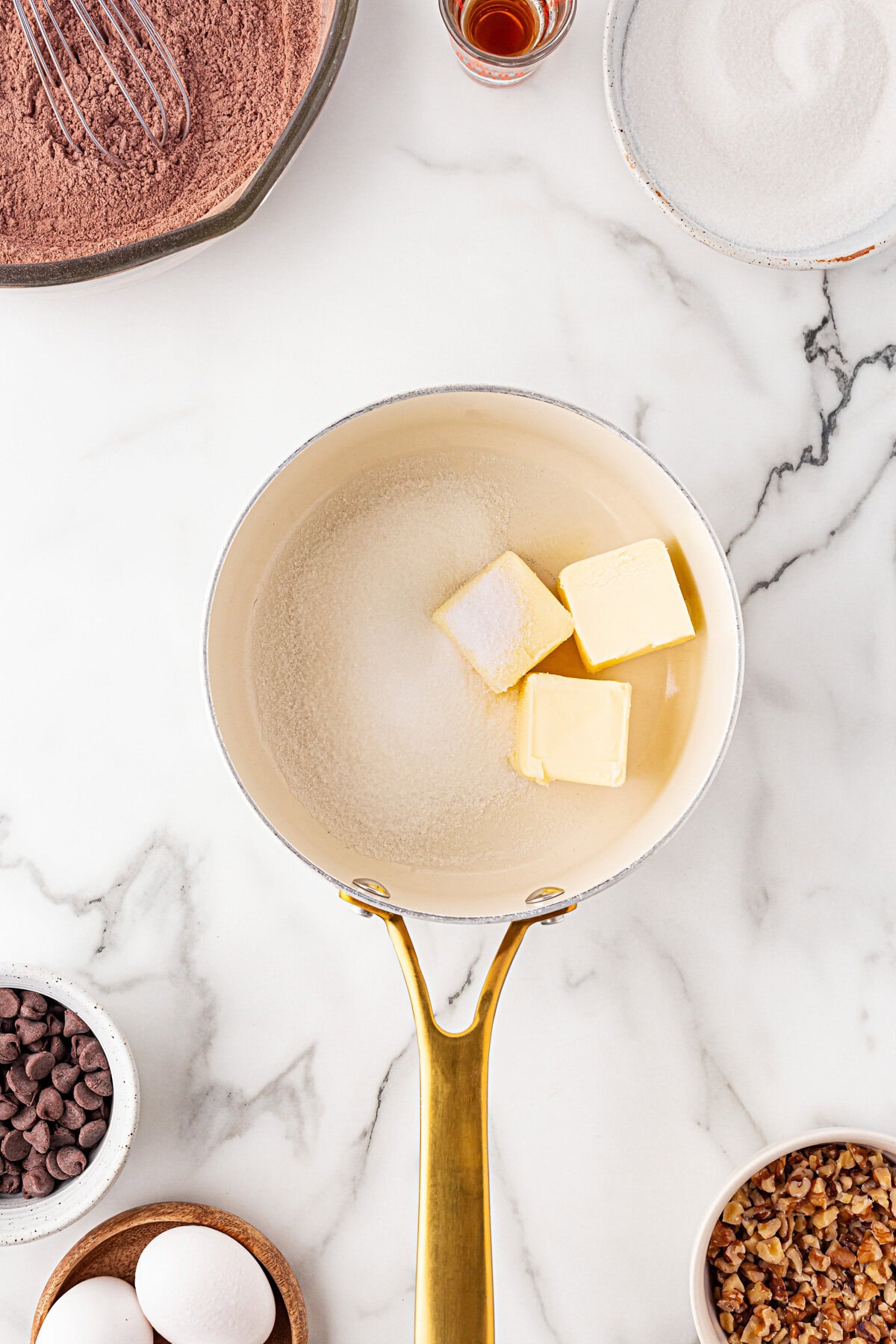 Butter in a saucepan.