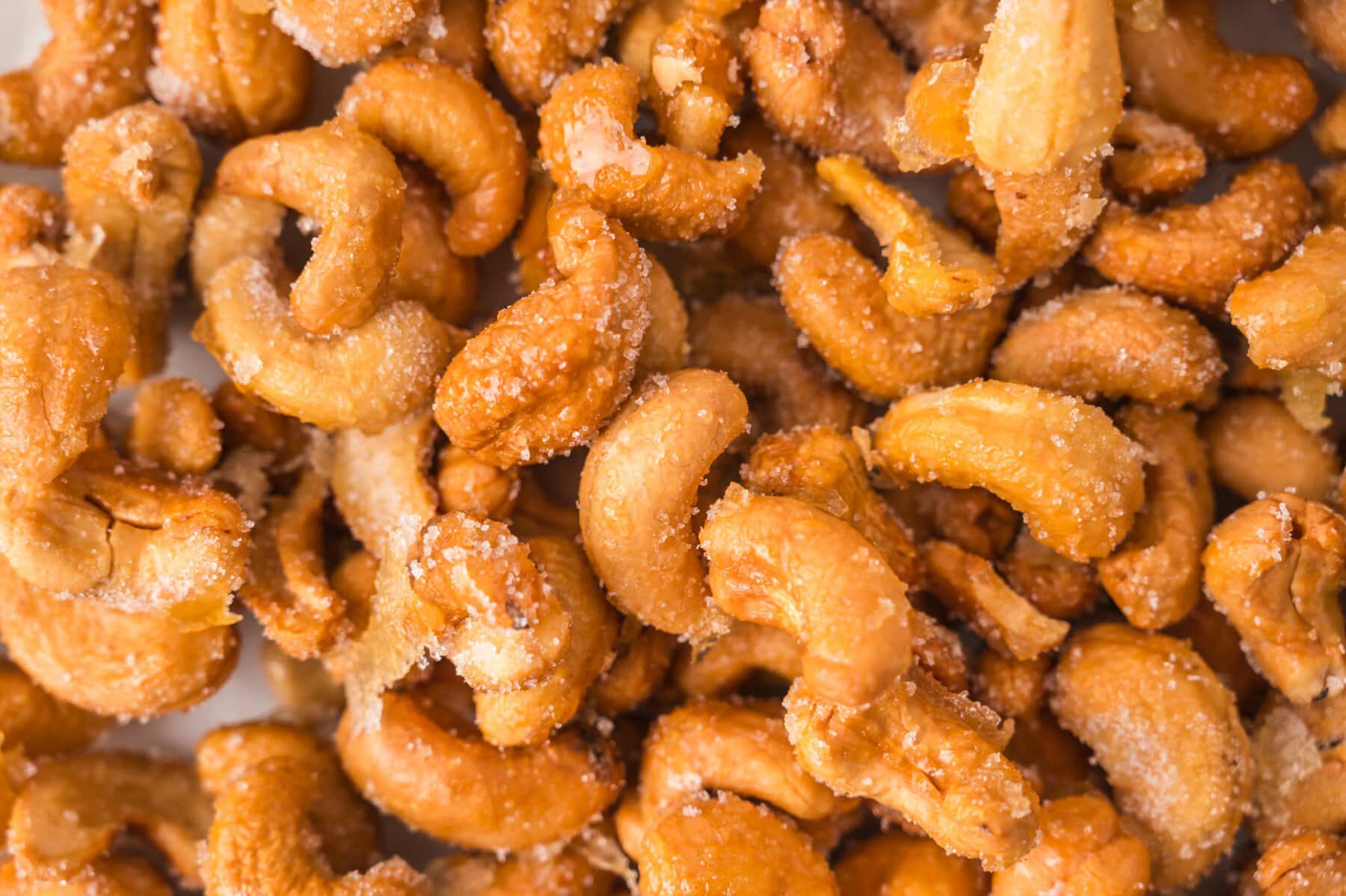 Overhead of Honey Roasted Cashews.