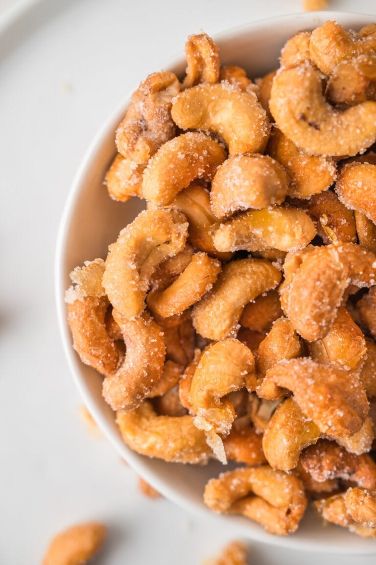 Honey Roasted Cashews in a bowl.