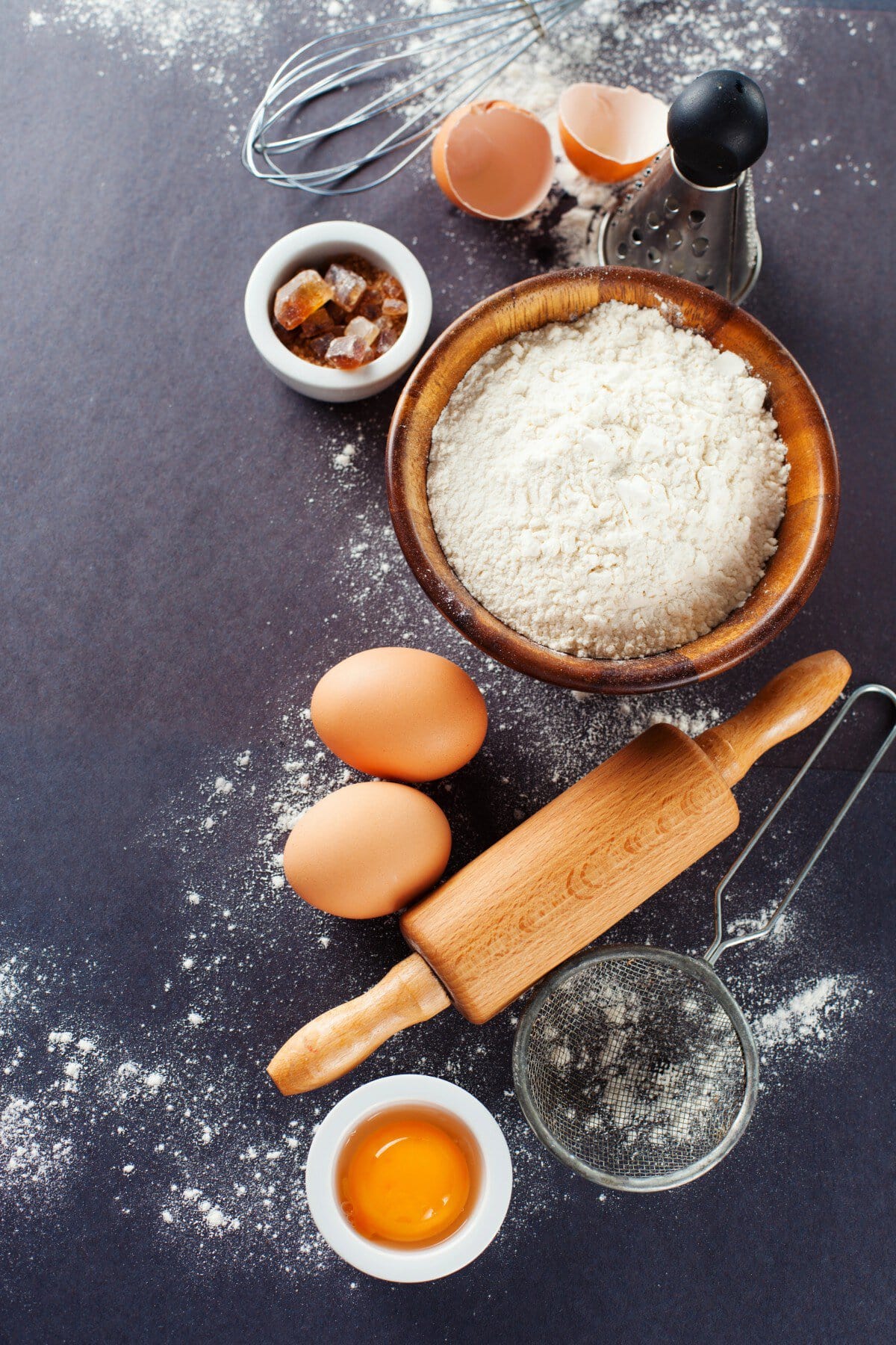 Baking ingredients and utensils for Baking Tips. 