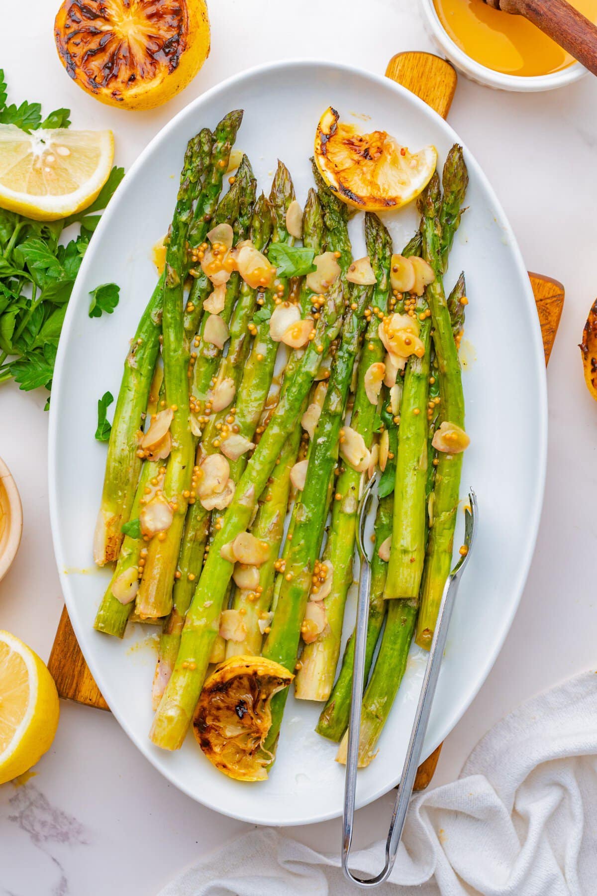 Roasted Asparagus plated. 