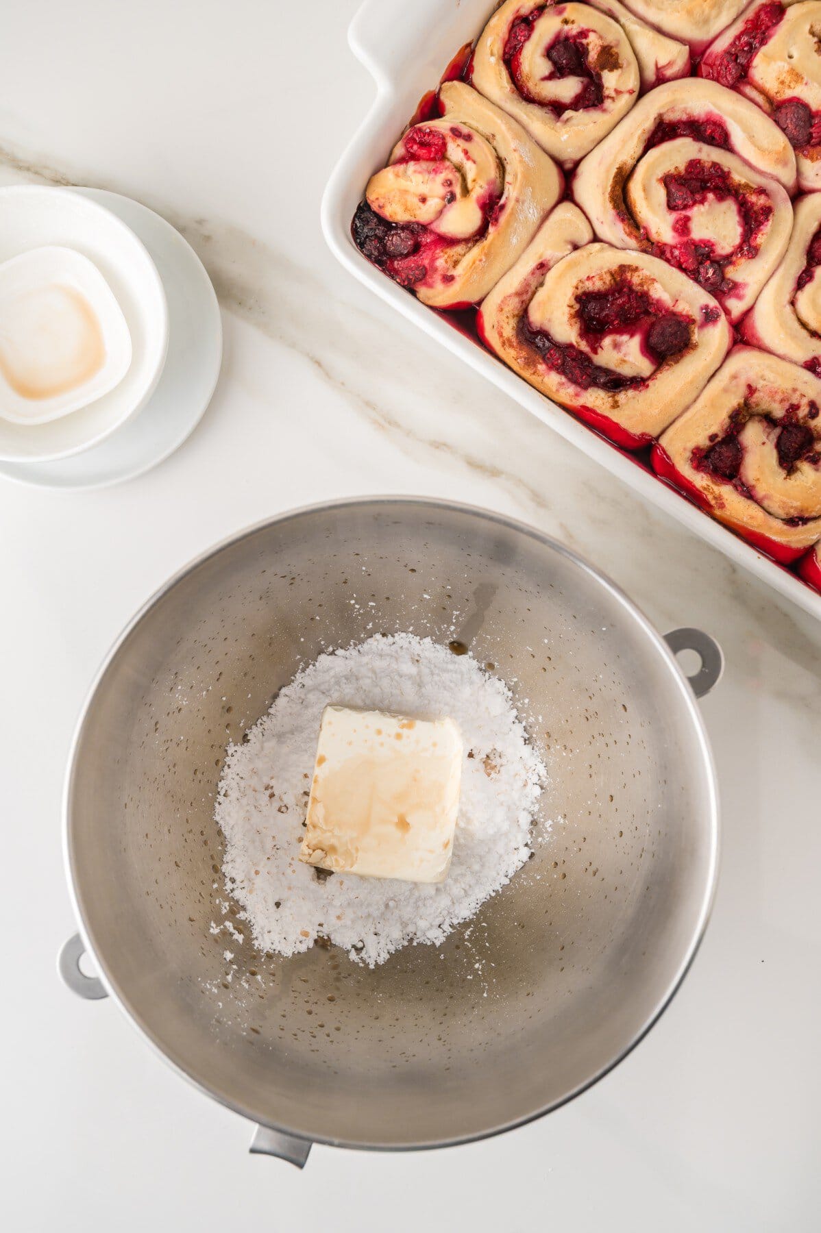 Butter and powdered sugar. 