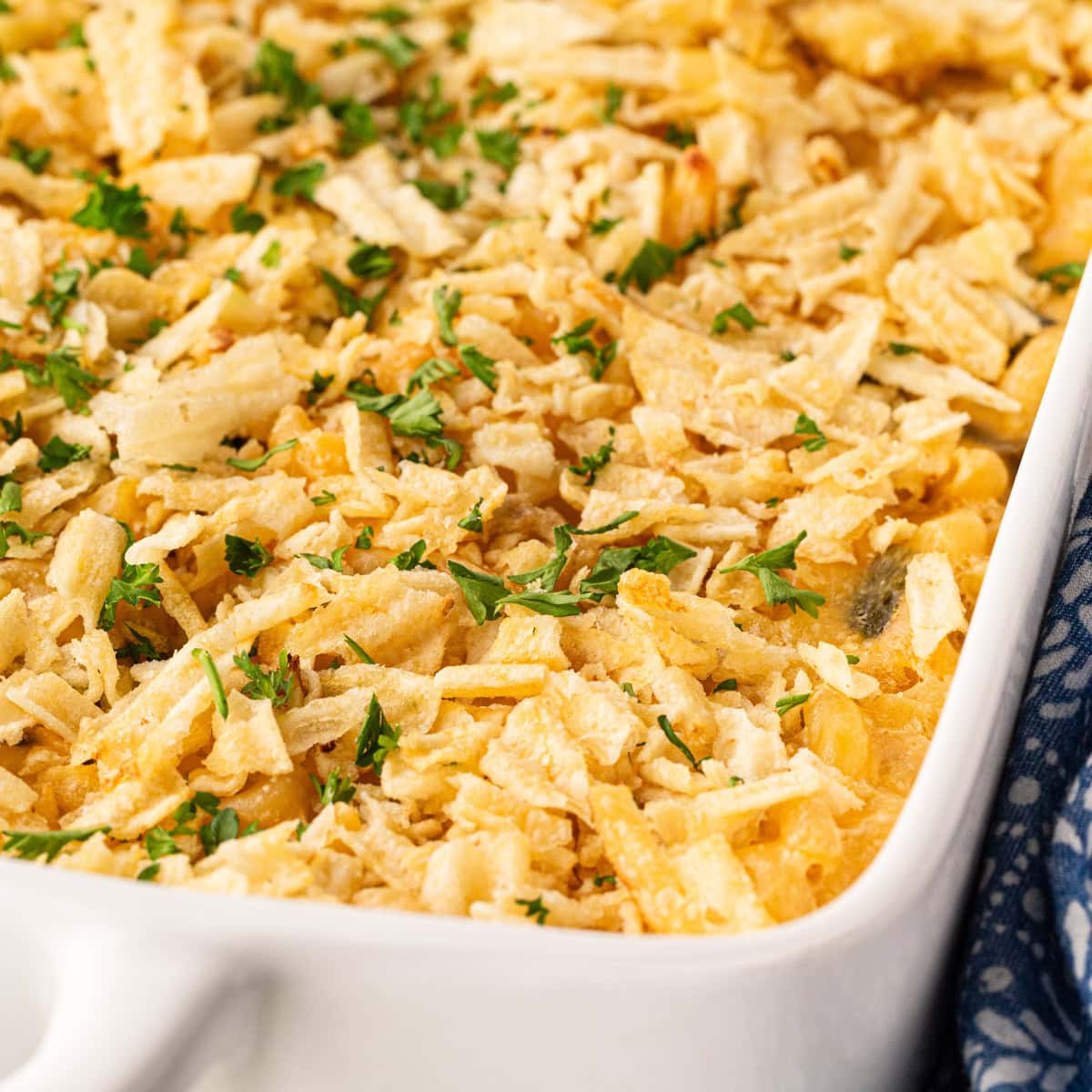 Close-up of Poblano Mac and Cheese. 