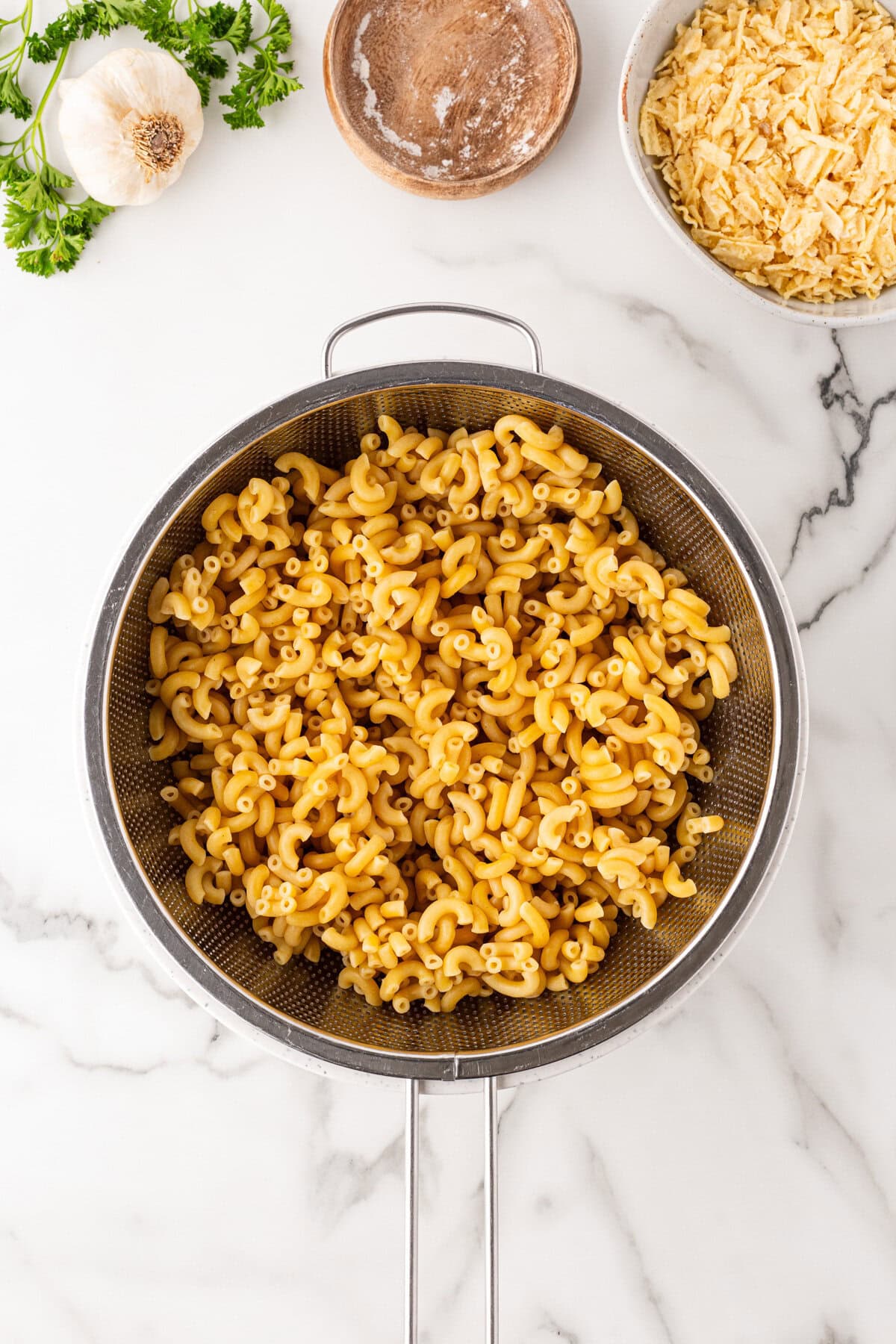 Strained pasta. 