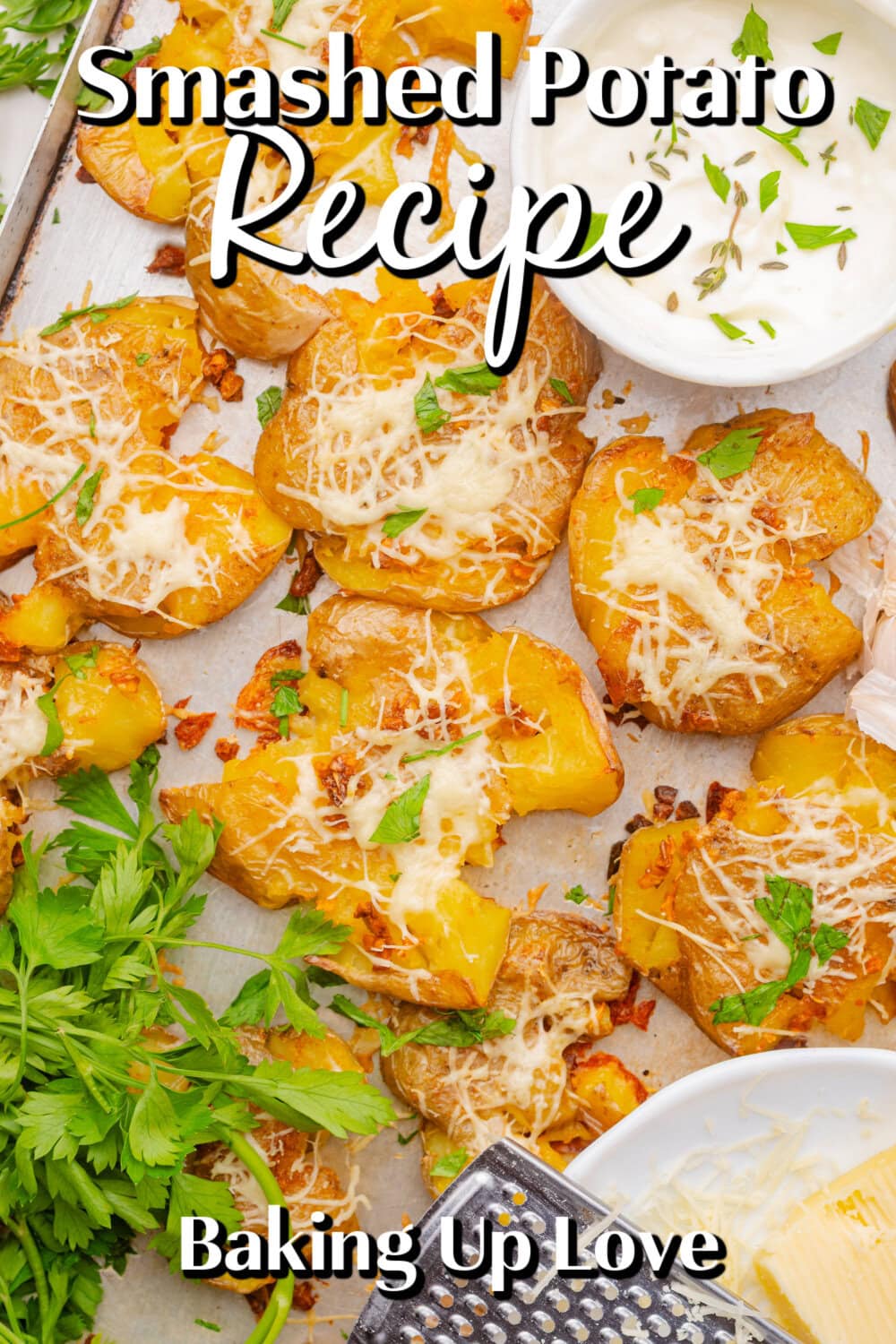 Smashed Potato Recipe pin. 