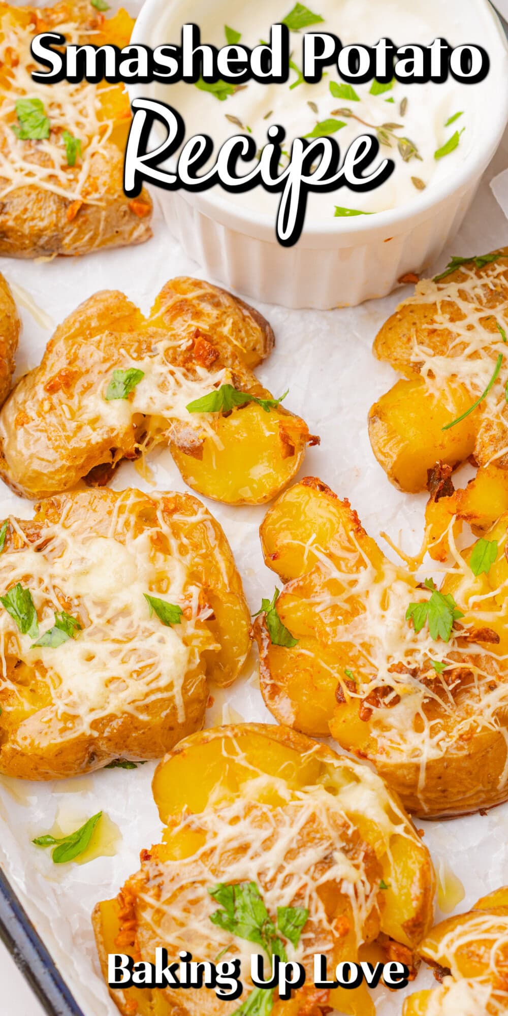 Smashed Potato Recipe pin. 