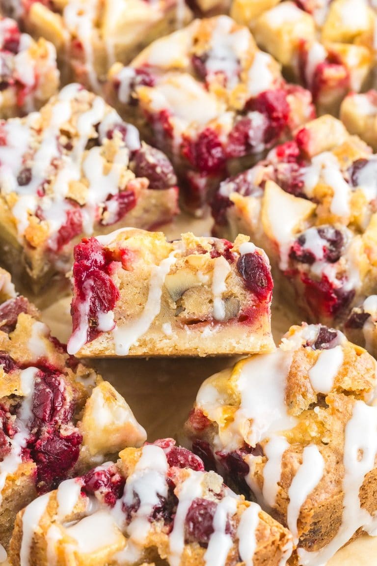 Apple Cranberry Bars with one turned on its side.