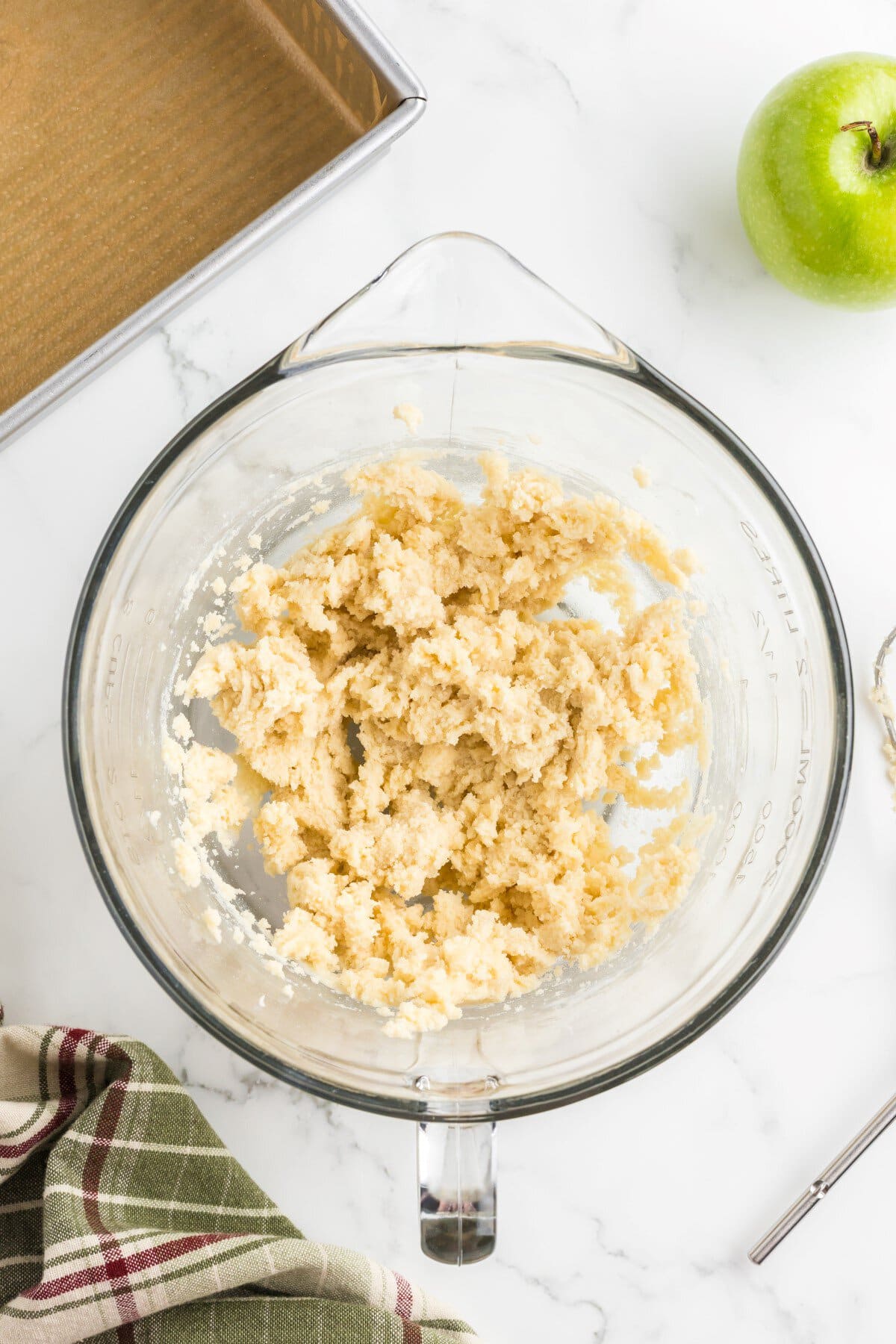 Making shortbread batter.