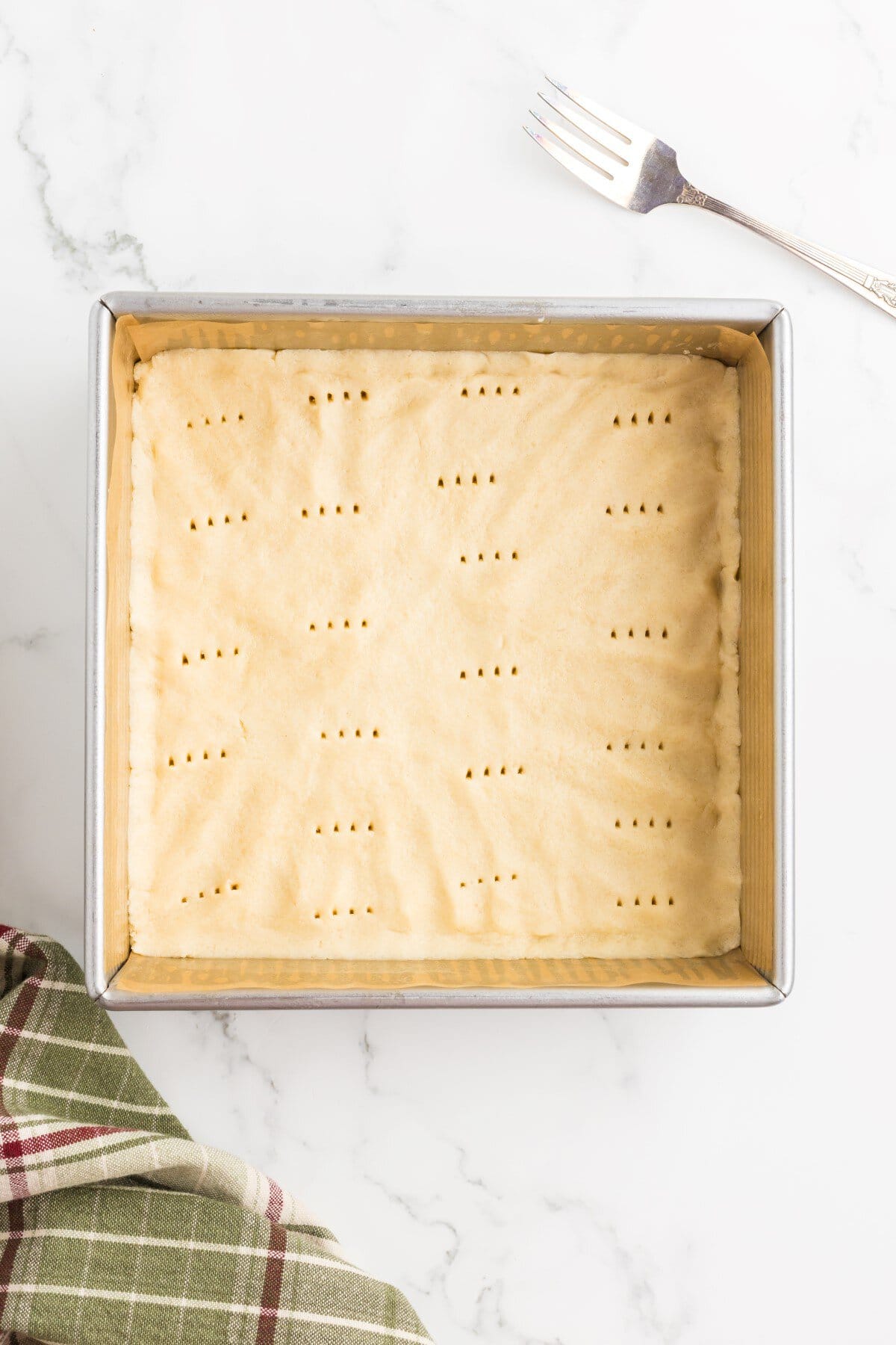 Batter in the pan to be baked.