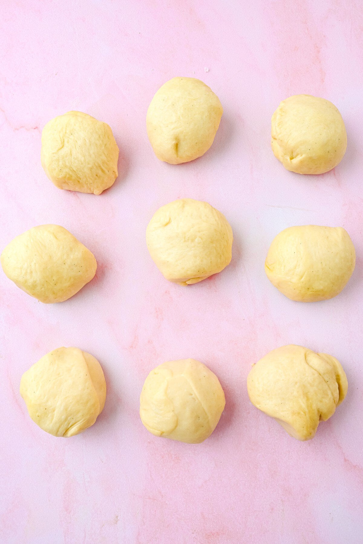 Dough divded into 9 balls.