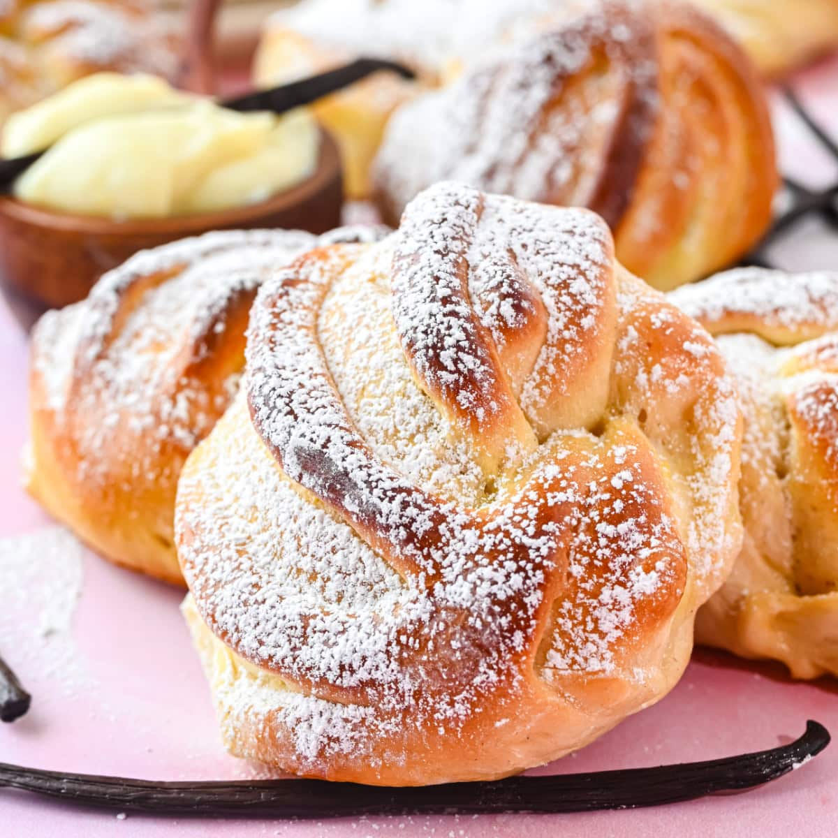 Close-up on a Custard Bun.