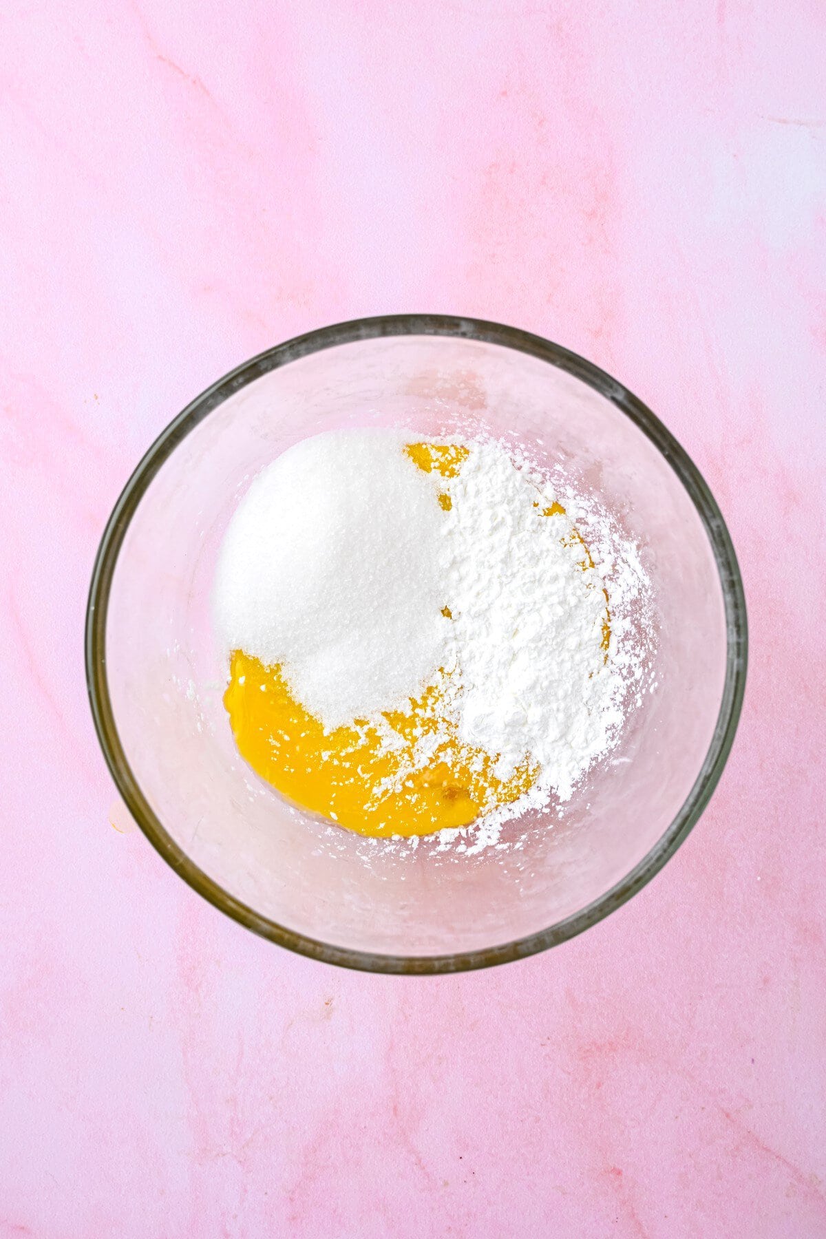 Egg yolk, sugar and cornstarch.