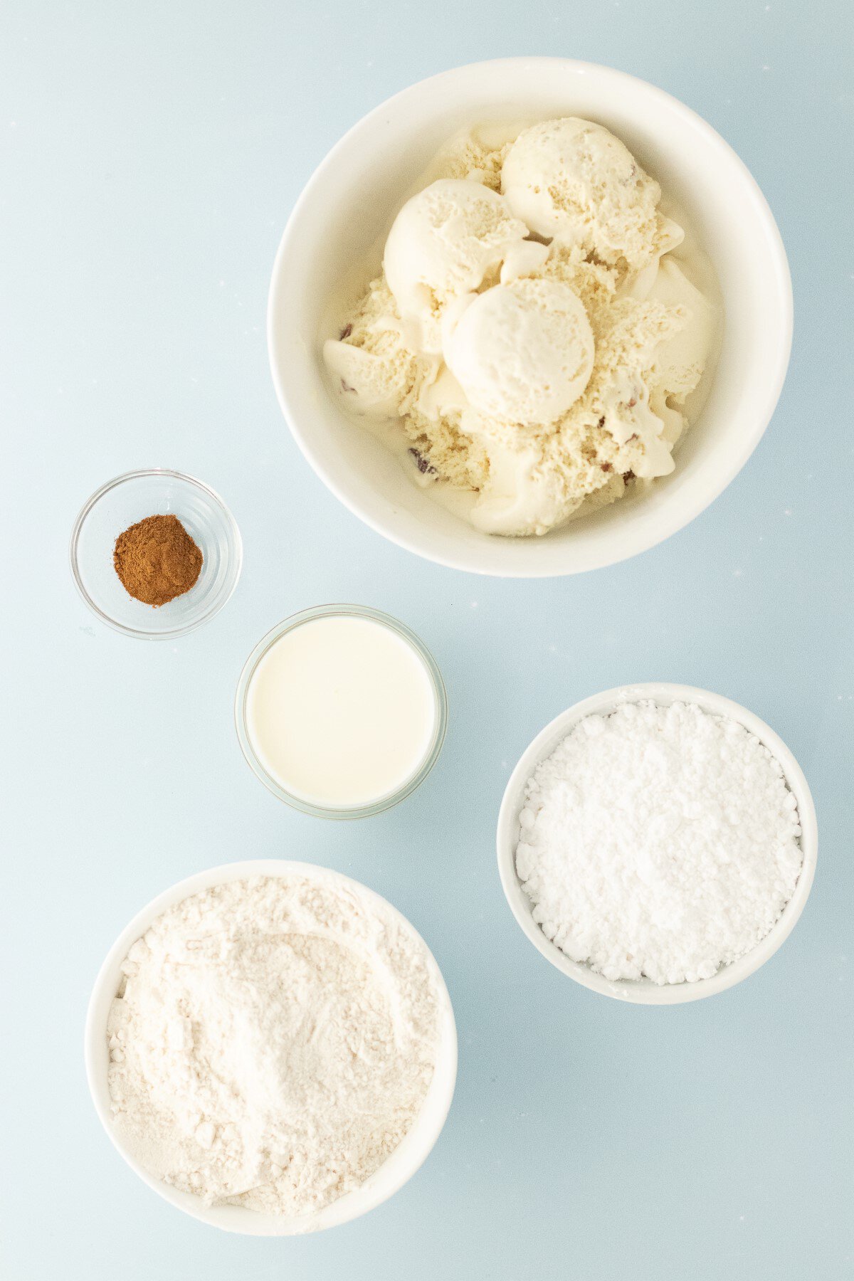 Ingredients for bread and glaze.