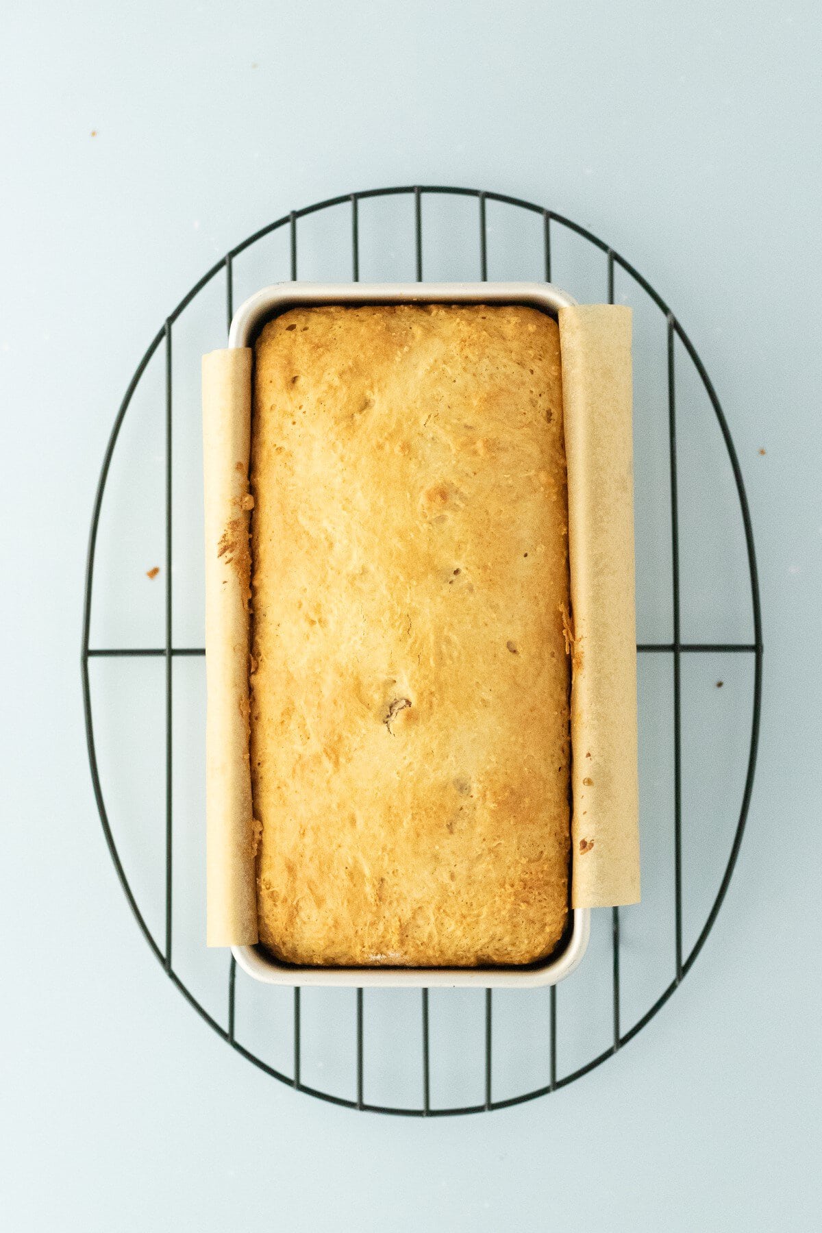 Bread cooling in the pan.